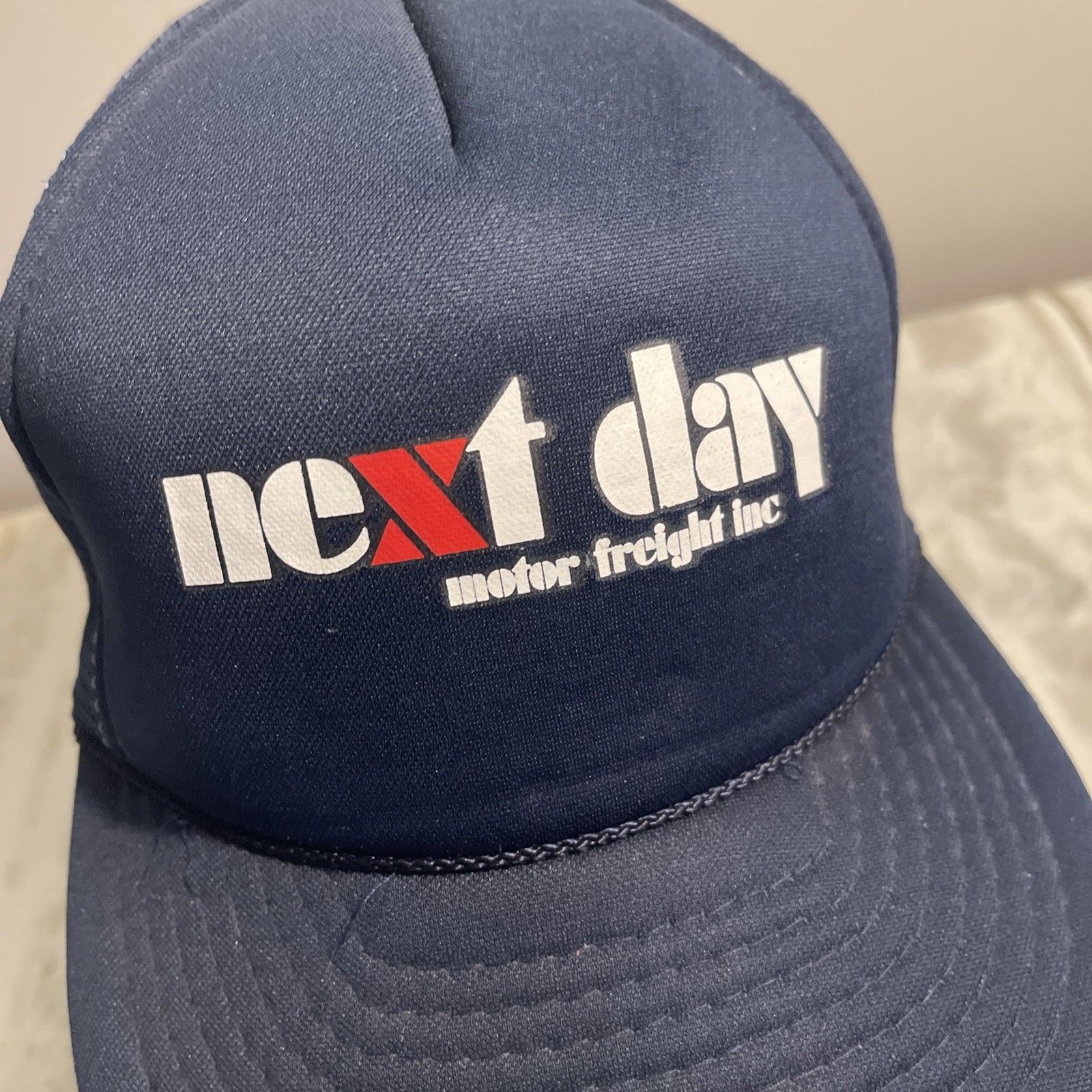 Vintage Vtg Next Day Motor Freight Hat Snap Back Blue Mesh Trucker Size ONE SIZE - 7 Thumbnail