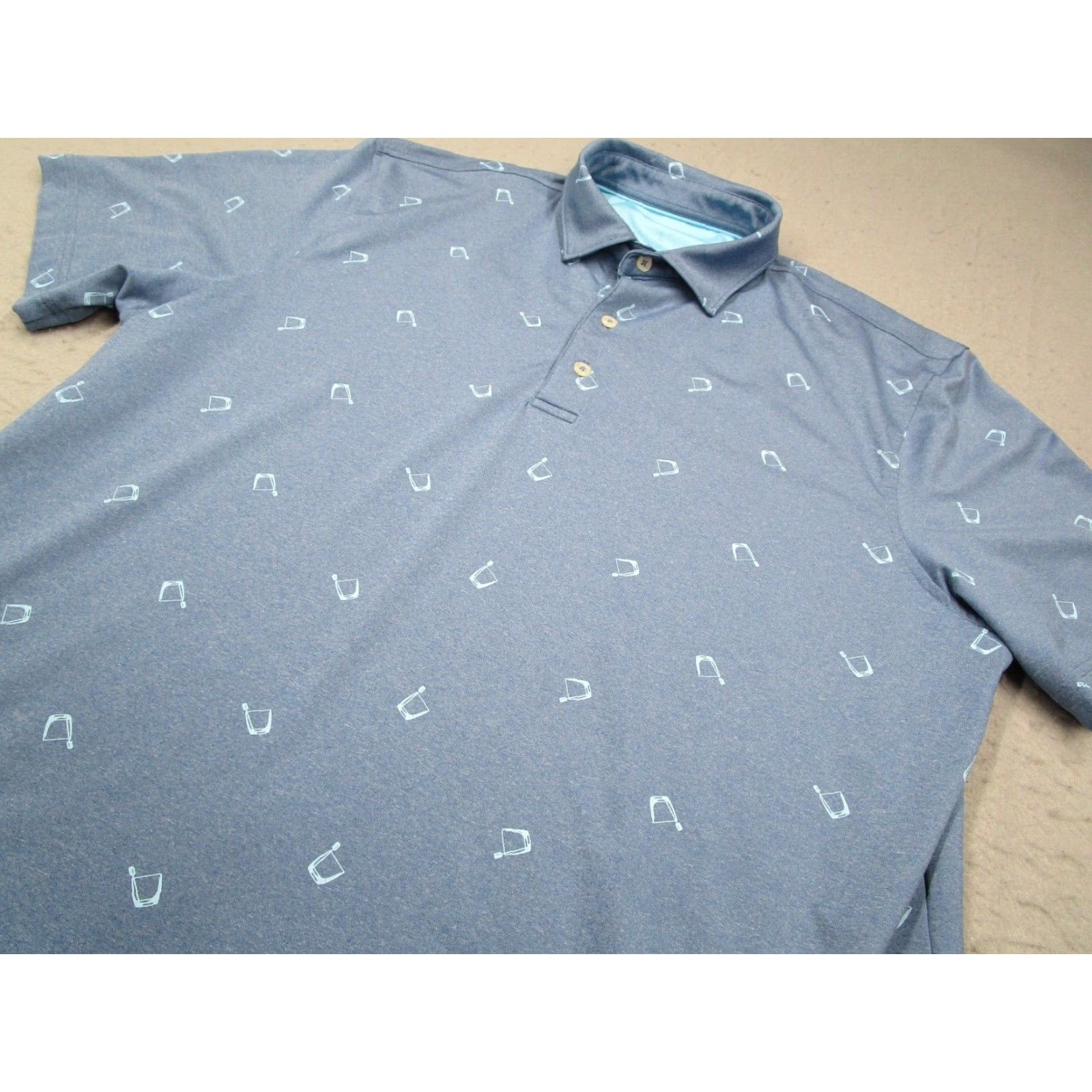 johnnie-O johnnie-O Shirt Men Large Blue Performance Final Polo AOP Cocktail Seahorse Golf Size US L / EU 52-54 / 3 - 2 Thumbnail