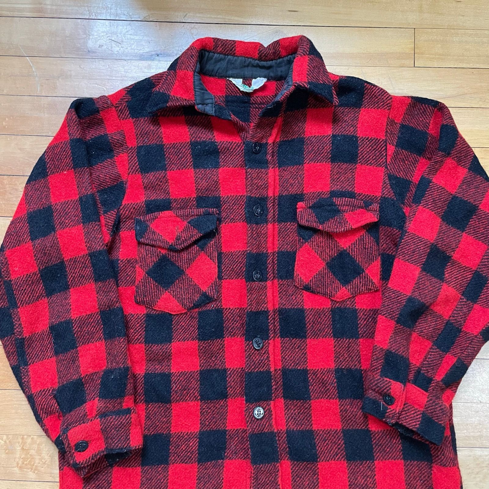 Vintage Arctic Wool Flannel Shirt Mens L Red Black Buffalo Plaid Size US L / EU 52-54 / 3 - 2 Thumbnail