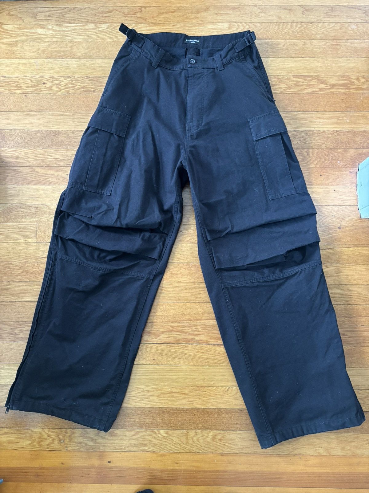 Balenciaga Black Wide Leg Cargo Pants Size US 32 / EU 48 - 1 Thumbnail