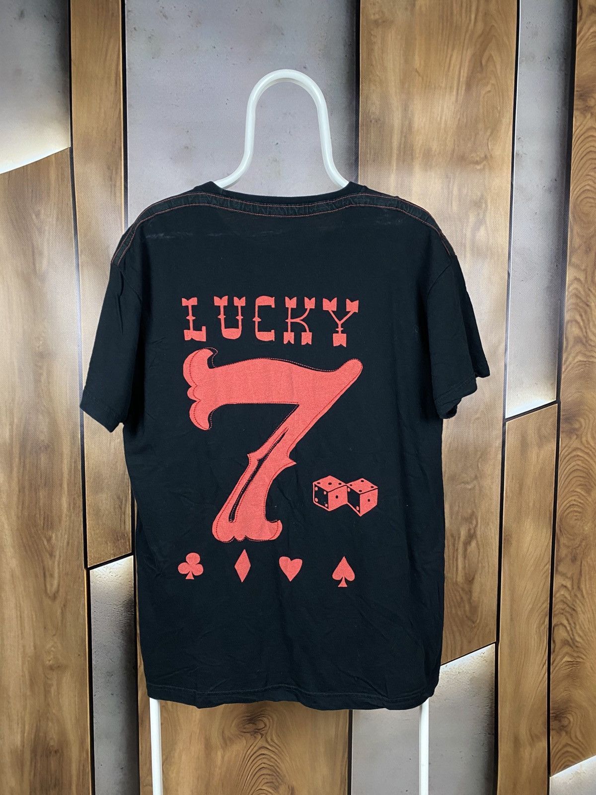 🎱Vintage 90s T-Shirt Lucky 7 Cards Poker Gambling Game Tee🎱