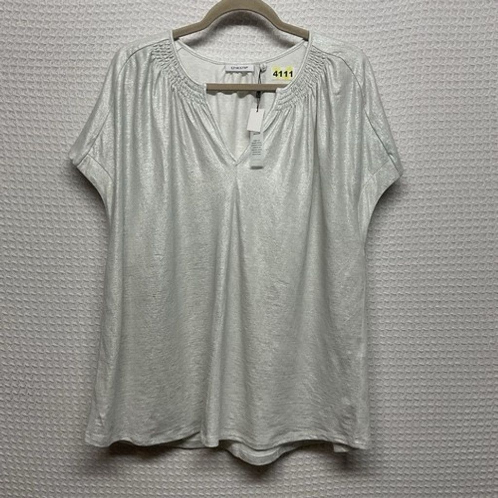 Chicos NWT Chico's Flutter Sleeve T-Shirt Top Women 4/US2XL Shimmer Size XXL / US 16-18 / IT 52-54 - 1 Thumbnail