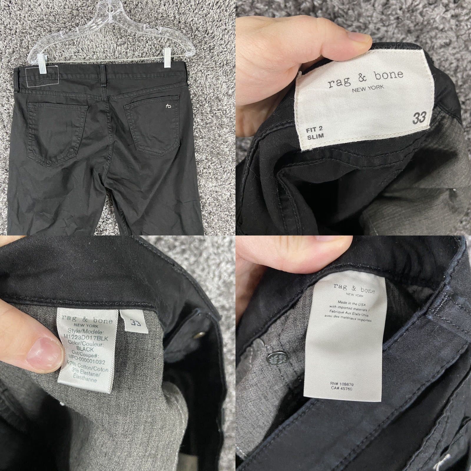 Rag & Bone Rag & Bone Slim Fit Women's Black Jeans Size 33 Size 24" / US 00 / IT 34 - 8 Thumbnail