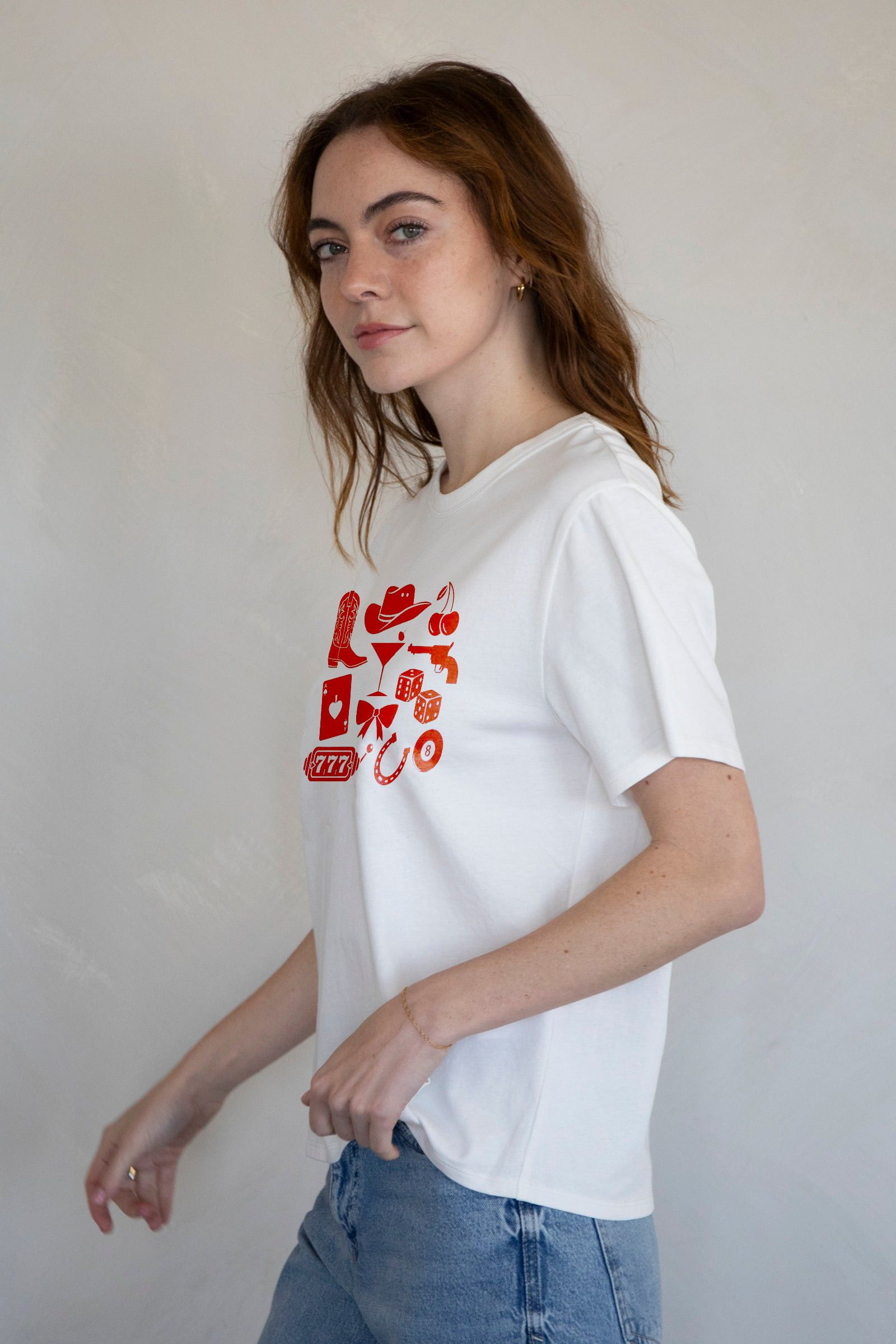 Designer × Vintage Cowgirl Collage Tee — Western-Inspired Graphic T-Shirt Size M / US 6-8 / IT 42-44 - 4 Thumbnail