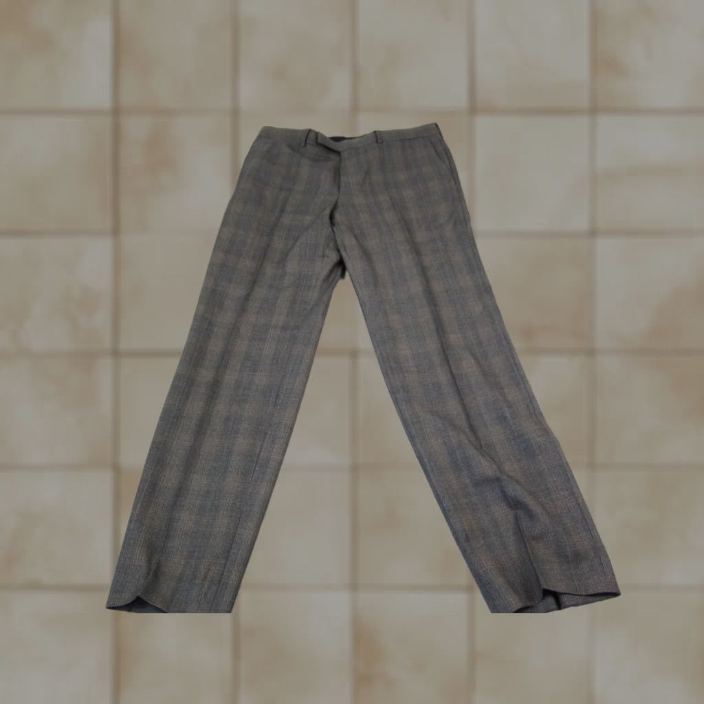 Vintage VINTAGE Rosselini Pants Mens 36 x 33 Brown Gray Check 100% Wool Trouser 80s 90s Size US 36 / EU 52 - 1 Thumbnail