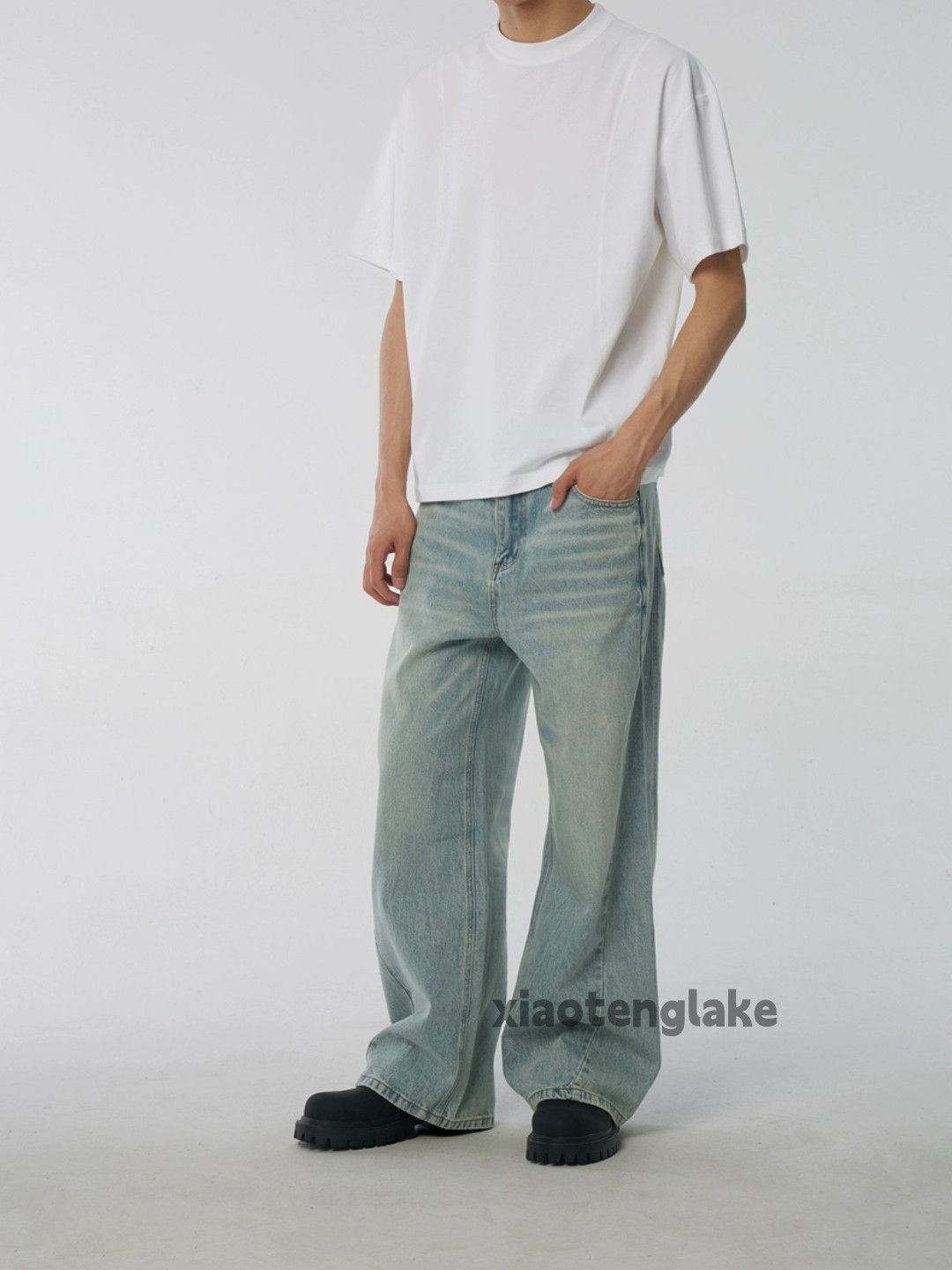 Jean × Vintage washed faded patchwork yuppie loose baggy jeans Size US 33 - 6 Thumbnail