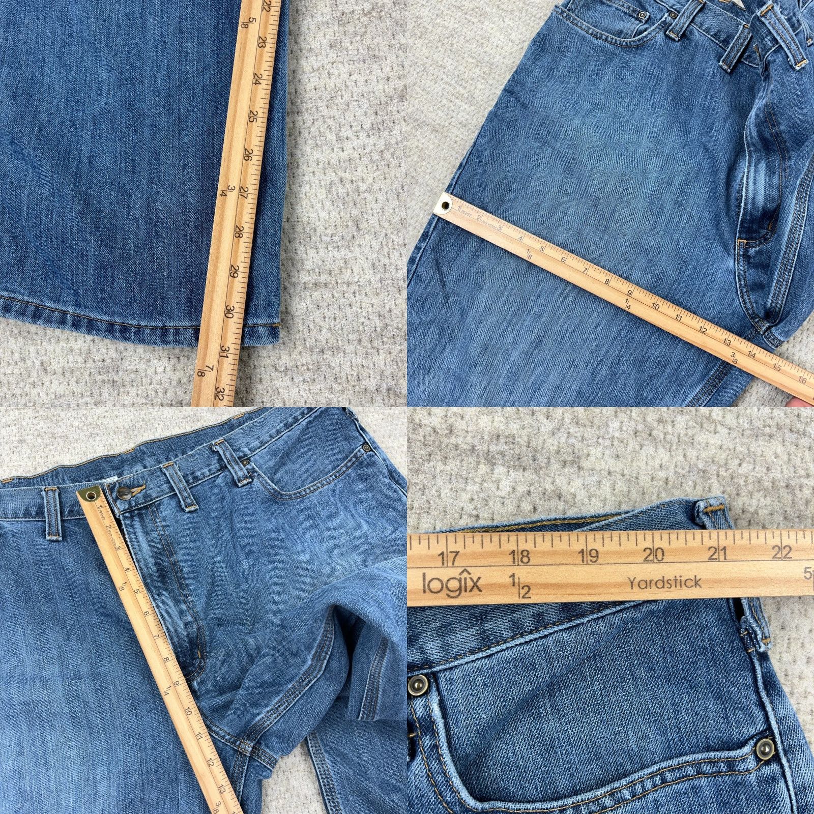 Carhartt Carhartt Jeans Men 44x32 Relaxed Fit Straight Leg Medium Wash Blue 5-Pocket Denim Work Wear Baggy Mens Size US 44 / EU 60 - 8 Thumbnail