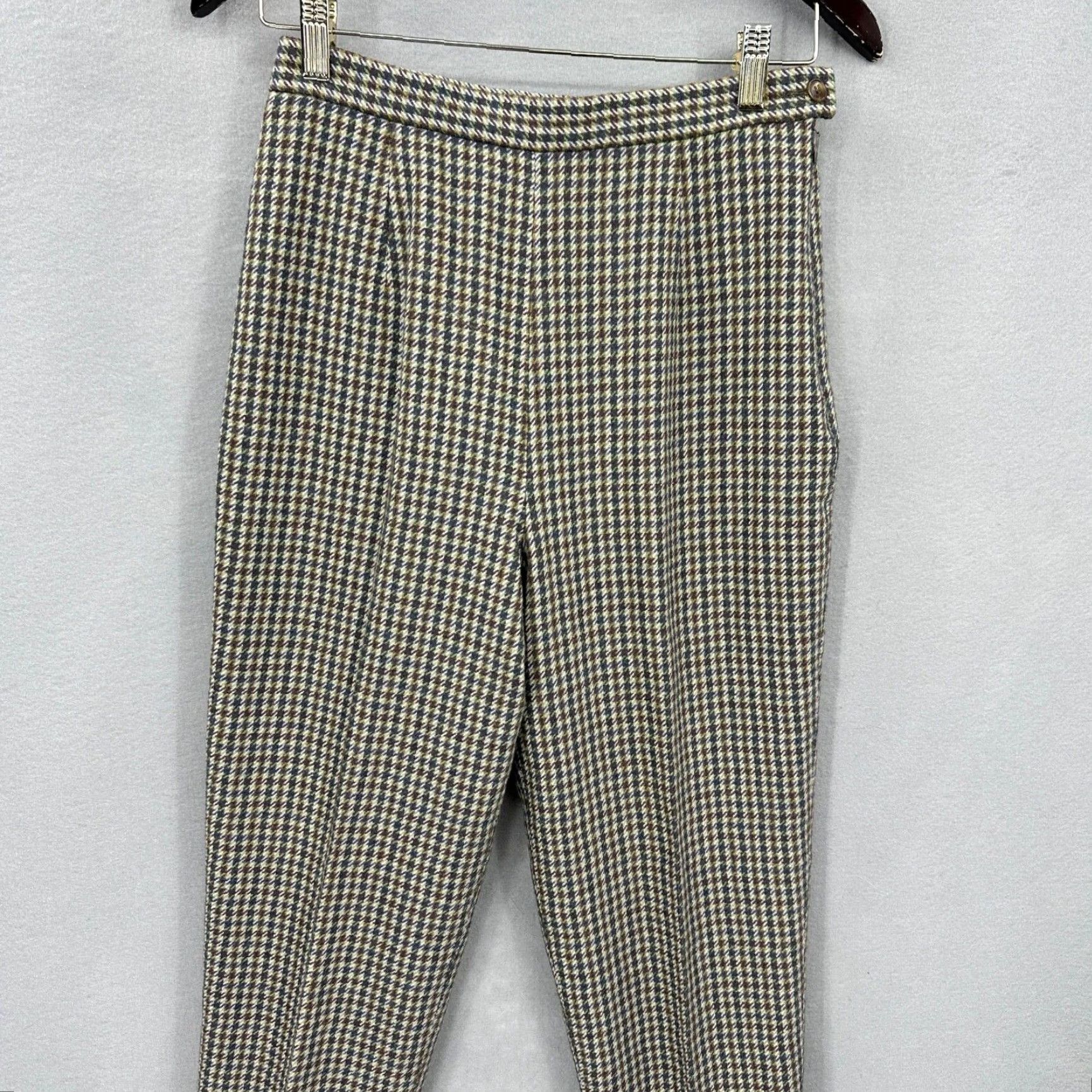 Pendleton VINTAGE Pendleton Knockabout Pants Womens 6 Green Houndstooth Wool Zip Preppy Size 28" / US 6 / IT 42 - 2 Thumbnail