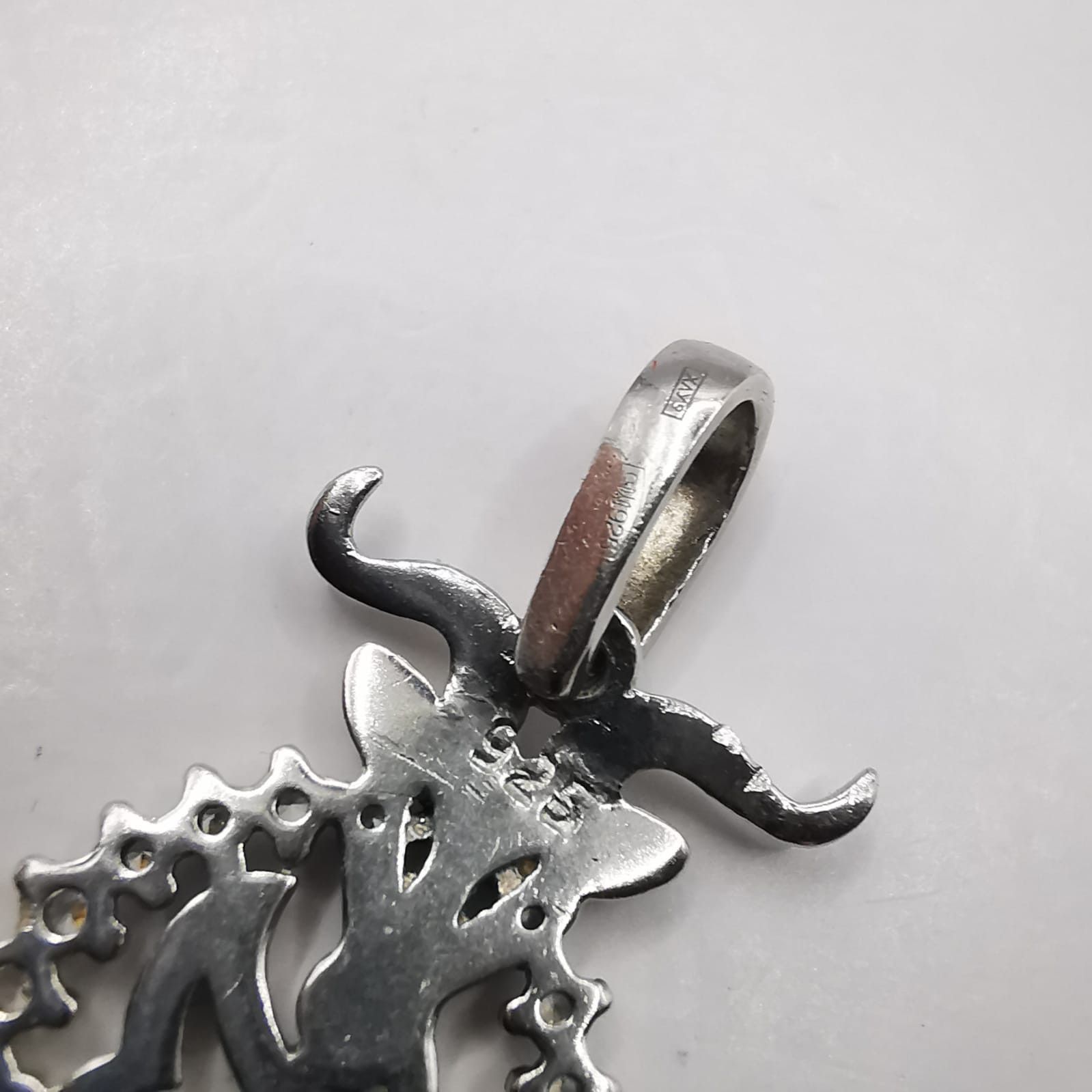 Sterling Silver Vintage pendant 925 silver,handmade, Cubic zirconia 2,44g Size ONE SIZE - 6 Thumbnail