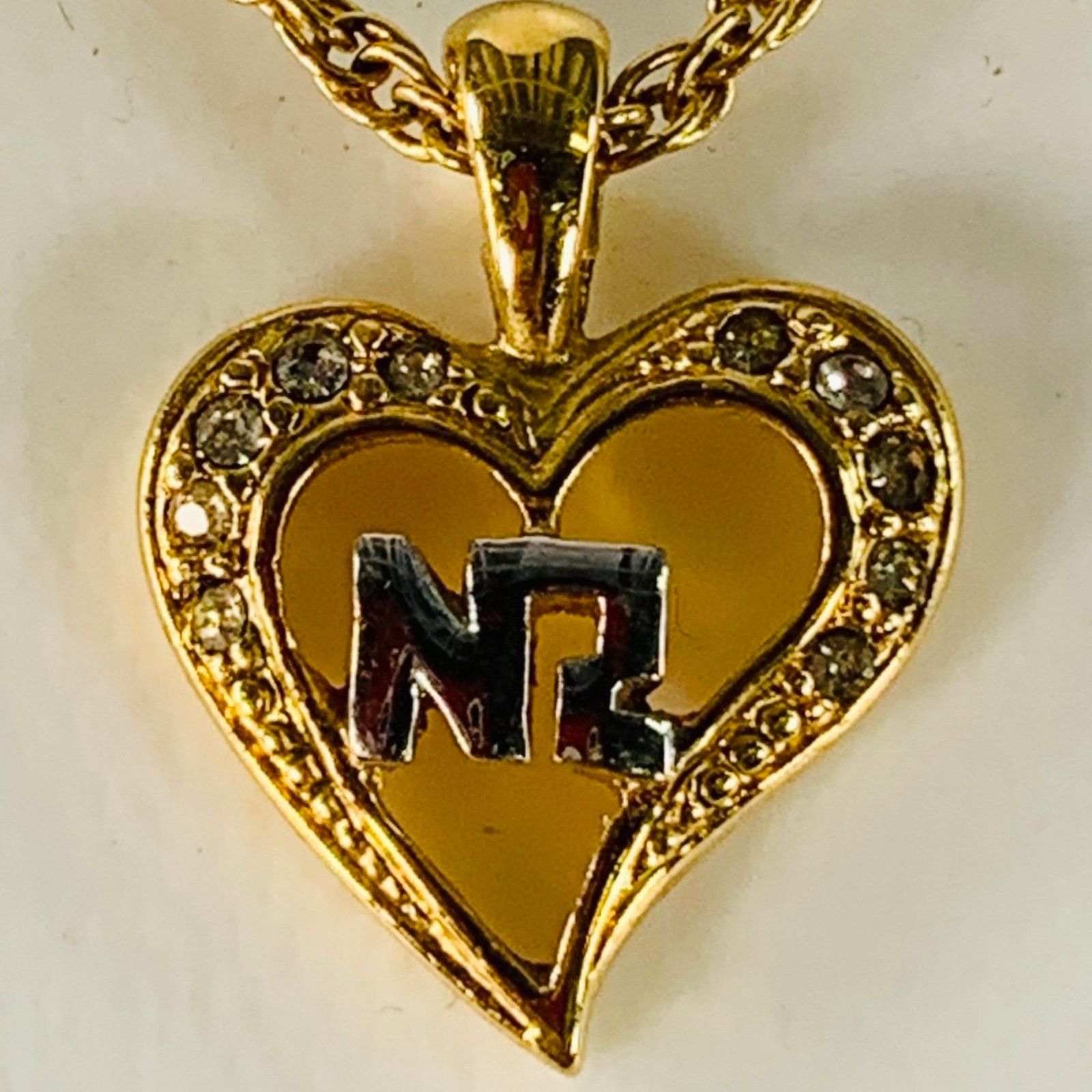Nina Ricci Gold Silver Chain Link Metal Heart Monogram Pendant Necklace Size ONE SIZE - 3 Thumbnail