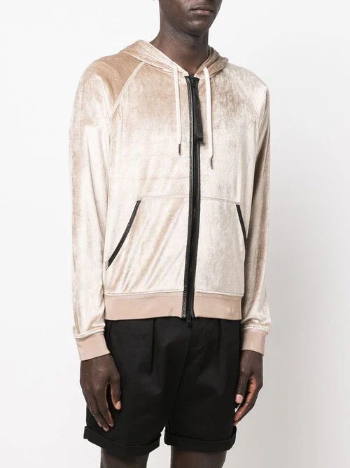 Tom Ford o1loc1c0724 Full Zip Velour Hoodie in Beige Size US L / EU 52-54 / 3 - 3 Thumbnail