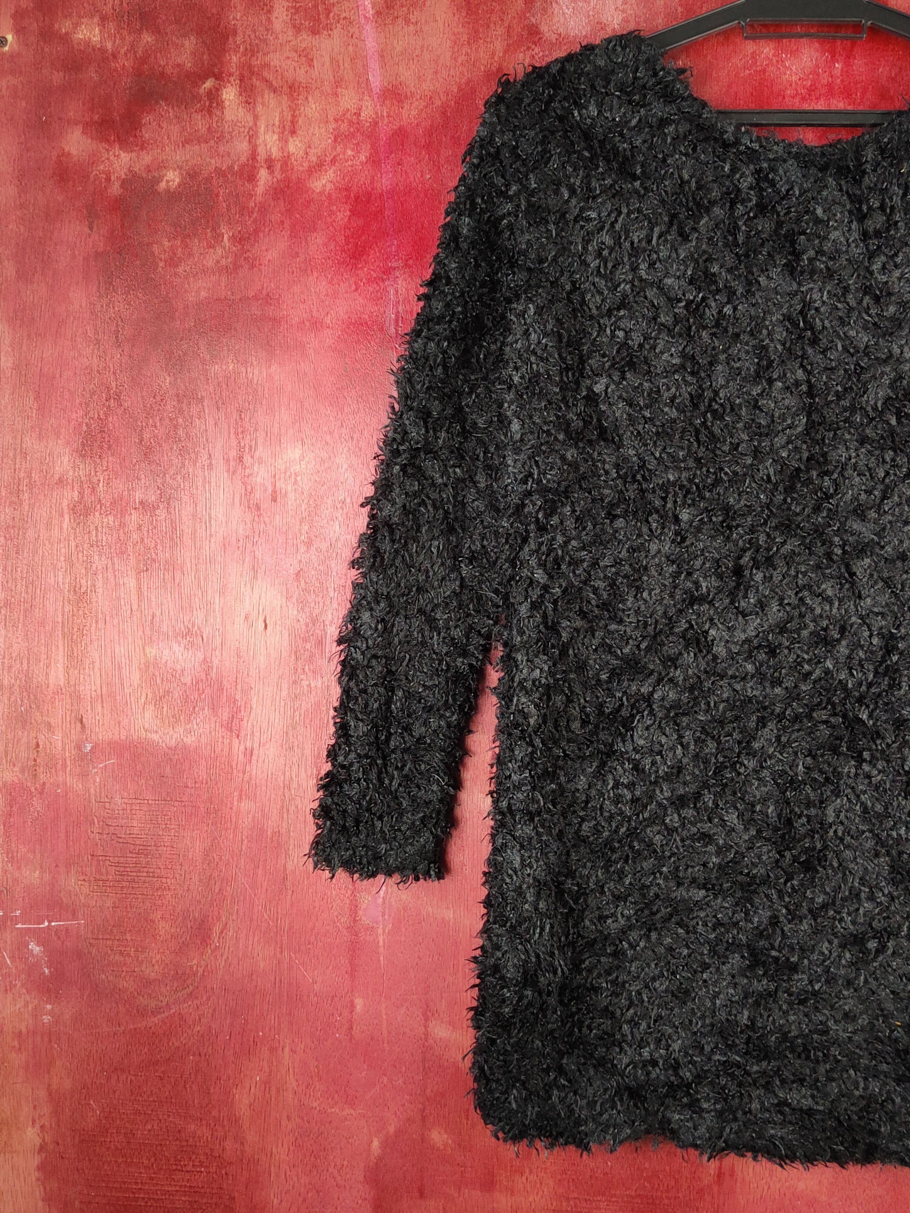 Japanese Brand × Vintage Japanese Brand Black Shag Shaggy Fur Mohair Knitwear #S1894 Size S / US 4 / IT 40 - 8 Thumbnail