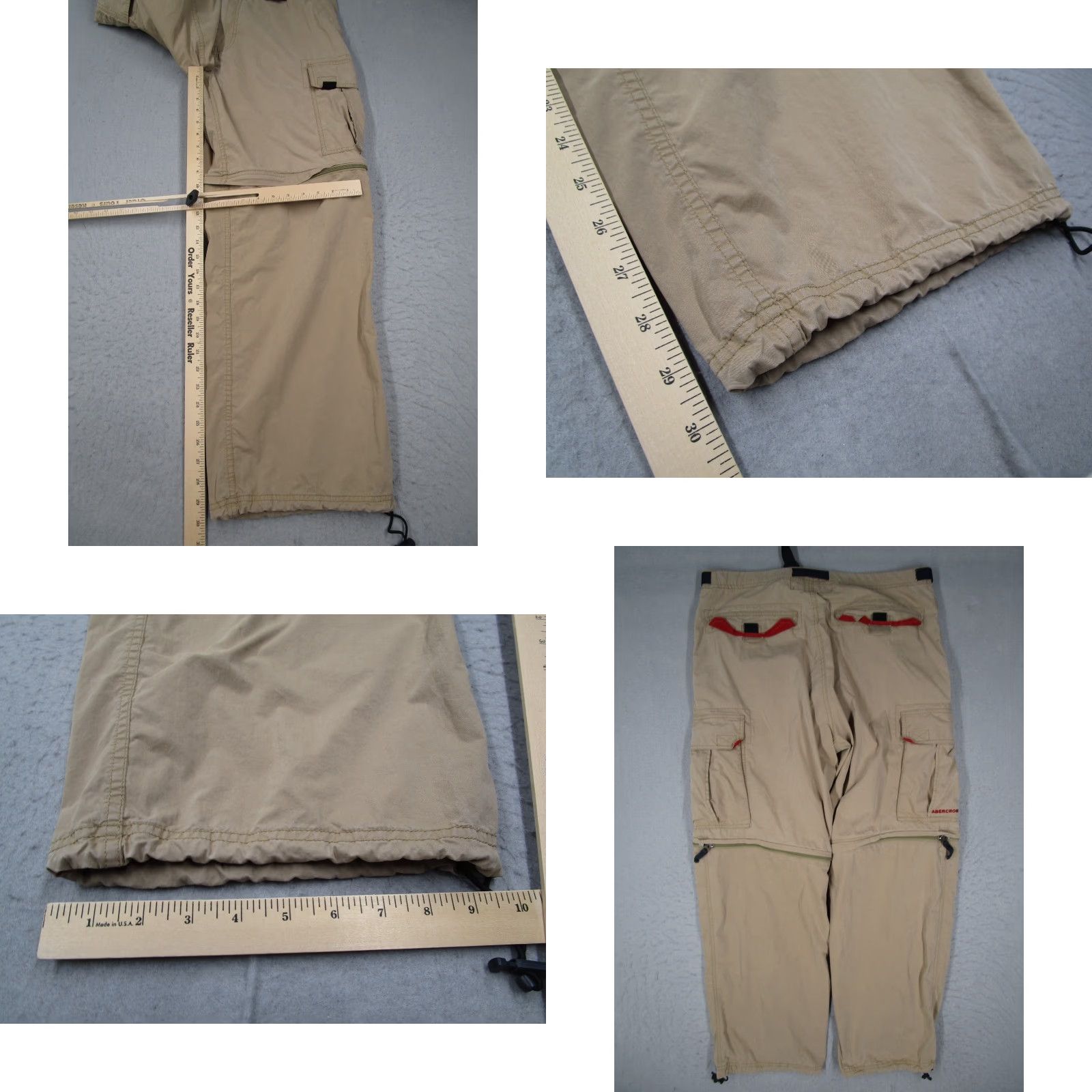 Abercrombie & Fitch VINTAGE Abercrombie & Fitch Pants Men Medium Beige Belted Convertible Cargo Pants 90s Army Bohemian Nature Outdoor Pocketless? Size US 31 - 8 Thumbnail