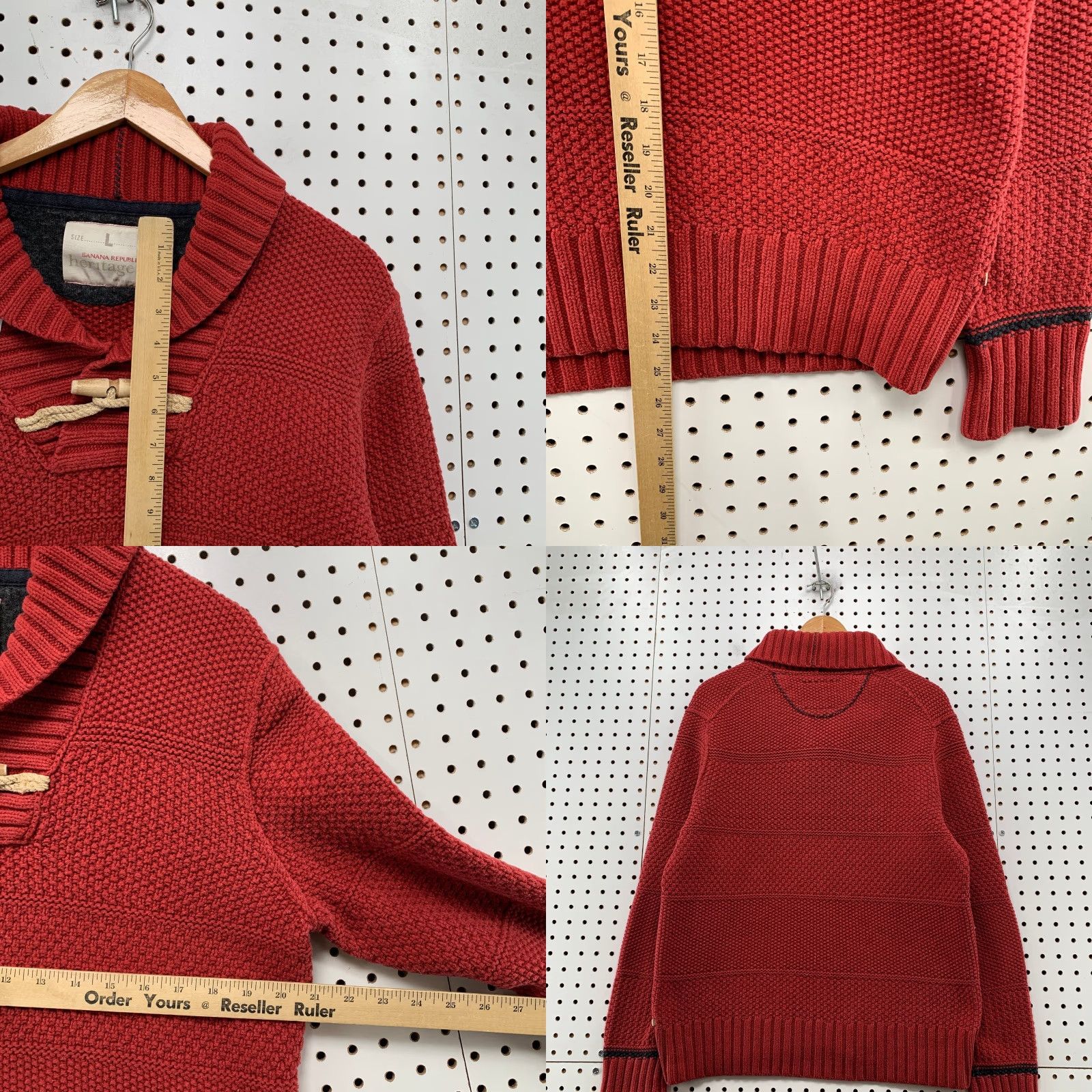 Banana Republic VINTAGE Banana Republic Heritage Sweater Mens Large Red Duffle Toggle Heavyweight Cowl Knit Pullover Warm Winter Fashion Mens Size US L / EU 52-54 / 3 - 8 Thumbnail