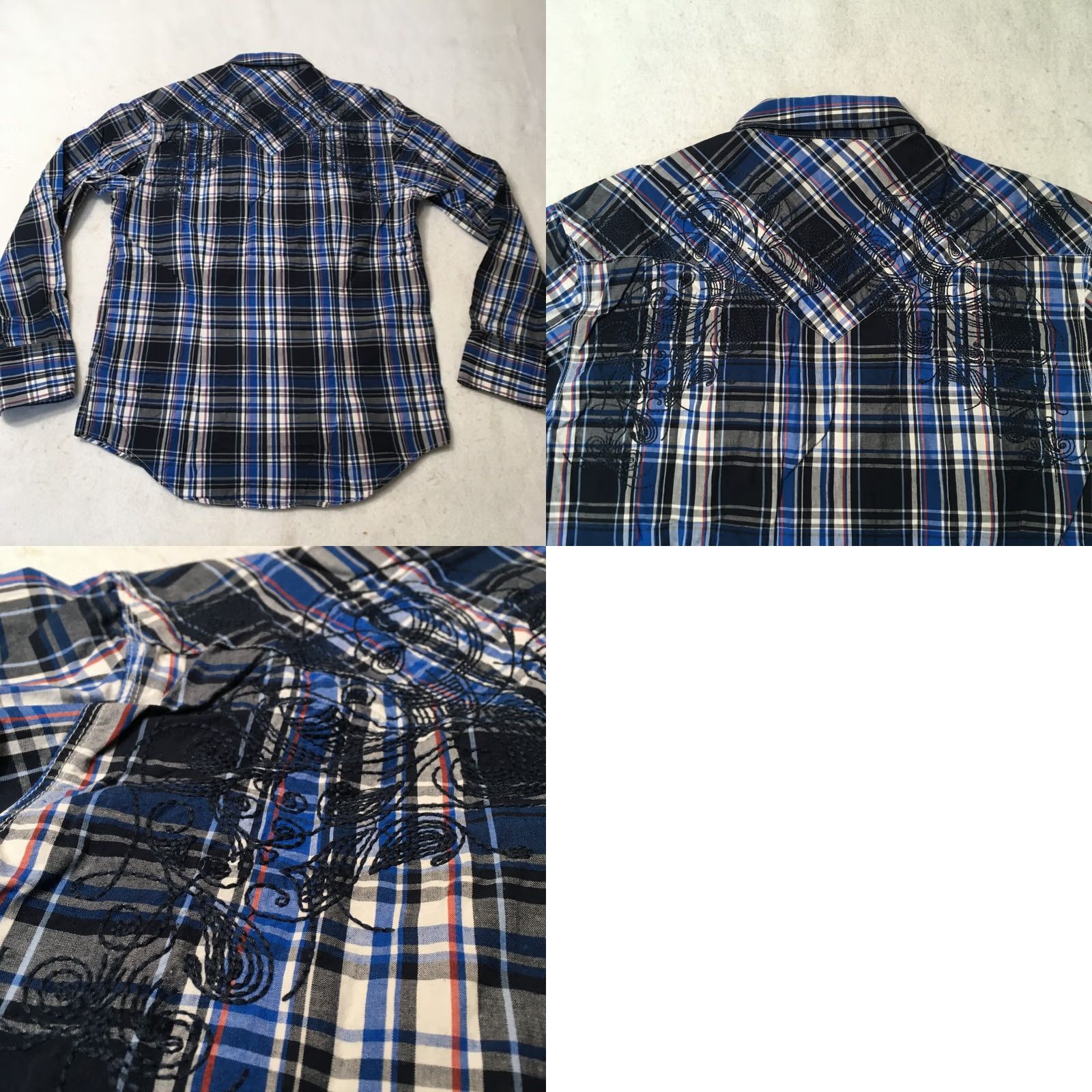 Vintage Rock & Roll Cowboy Plaid Western Shirt M Blue Long Sleeve Pearl Snap Men's Size US M / EU 48-50 / 2 - 8 Thumbnail