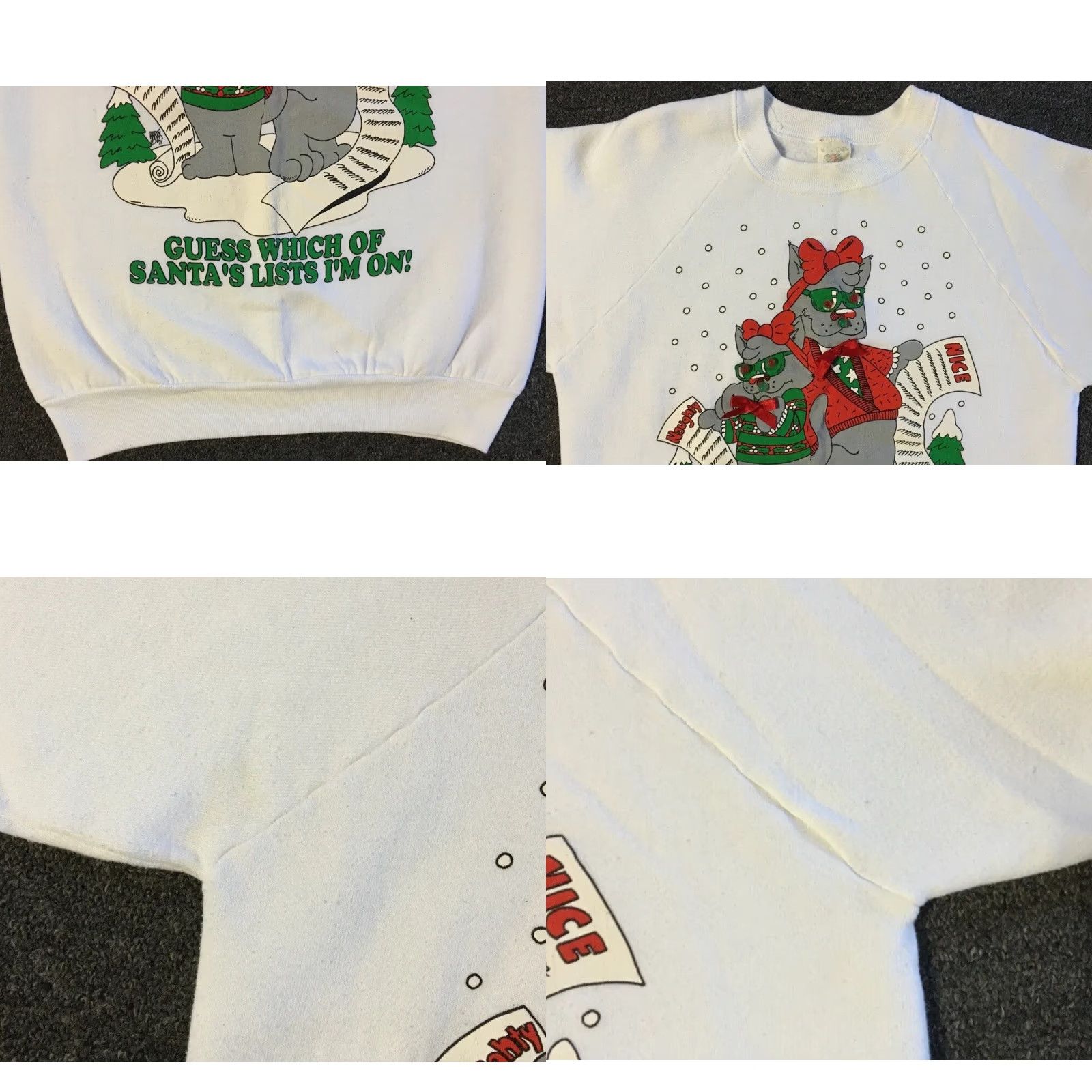 Vintage VINTAGE 90s Christmas Cats Faded Naughty List Sweatshirt Hoodie Men S White Cat Santa Grunge Art Cartoon Funny USA USA Size US S / EU 44-46 / 1 - 8 Thumbnail