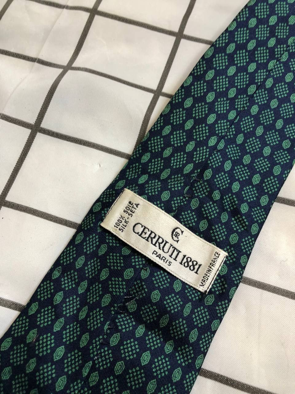 Cerruti 1881 Vintage silk tie | Cerruti 1881 | green with diamond print Size ONE SIZE - 5 Thumbnail