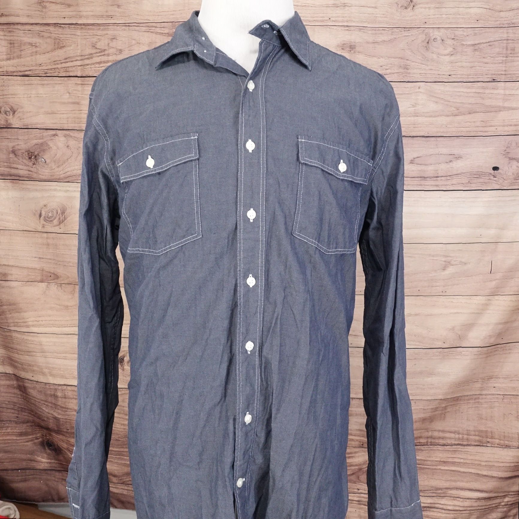 Gap VINTAGE Gap Men's Long Sleeve Button-Down Shirt XL Gray Solid Business Casual Formal Workwear Size US XL / EU 56 / 4 - 4 Thumbnail