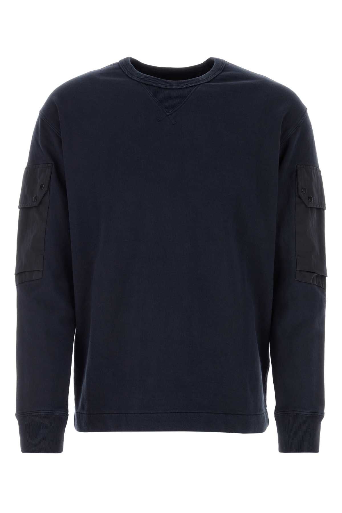 image of Ten C Navy Blue Cotton Sweatshirt, Men's (Size XL)