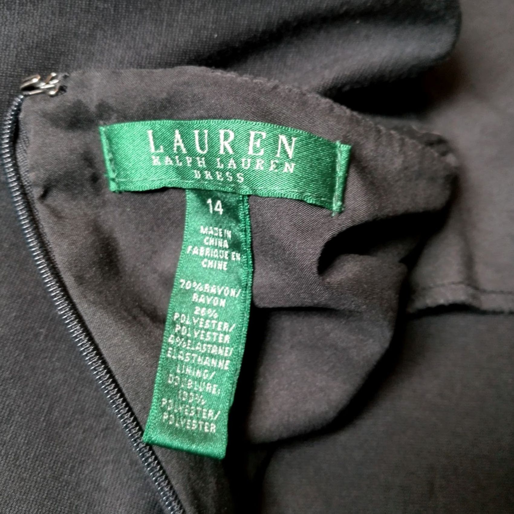 Ralph Lauren Lauren Ralph Lauren Dress Black Knee Length 14 Stretch Rayon Sheath 3/4 Sleeve Square Neck Back Zip Adult Womens Size XL / US 12-14 / IT 48-50 - 7 Thumbnail