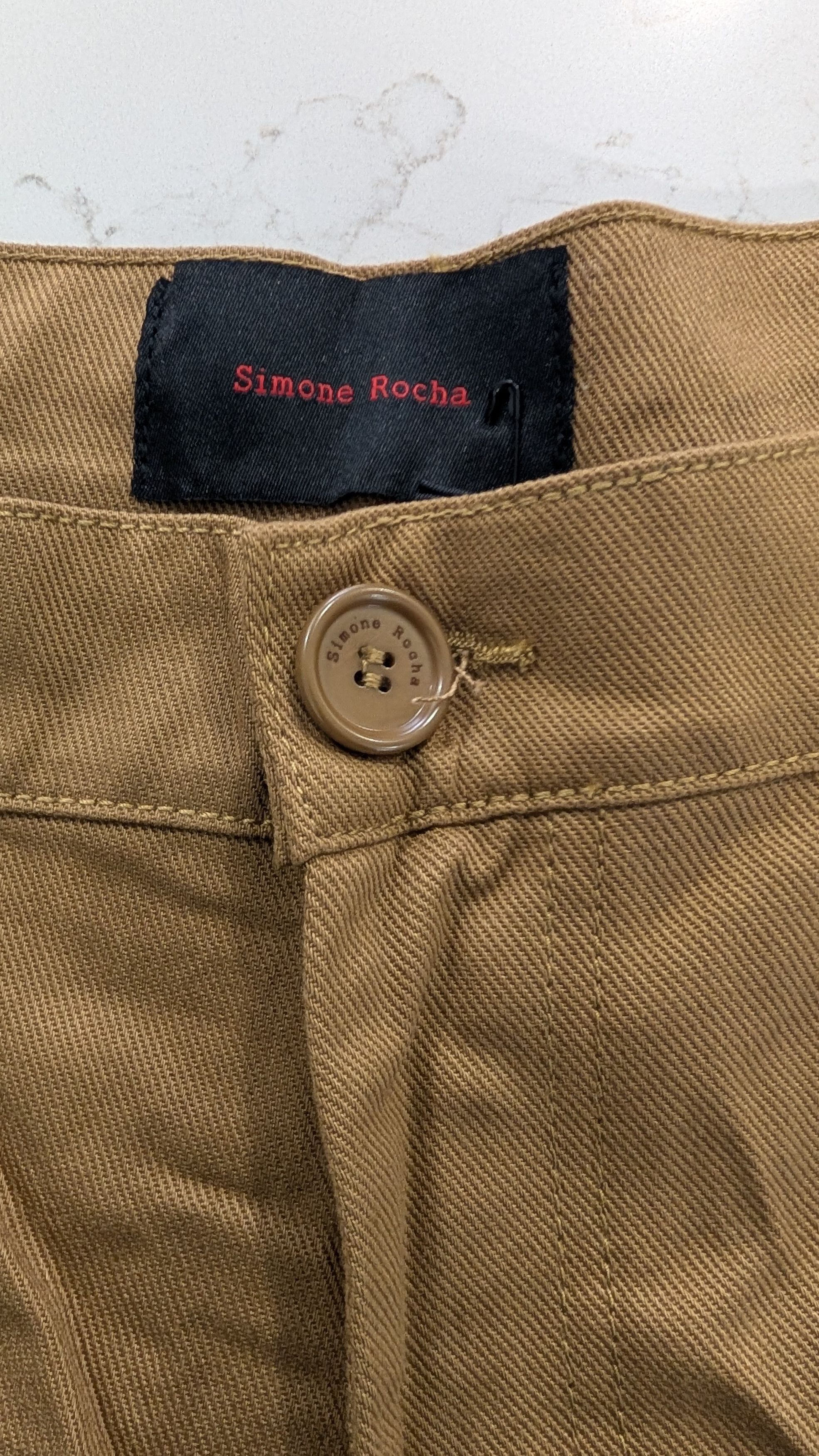 Simone Rocha Simone Rocha Mens Khaki Pearl Embellished Wide Leg Jeans 35 Size US 35 - 4 Thumbnail