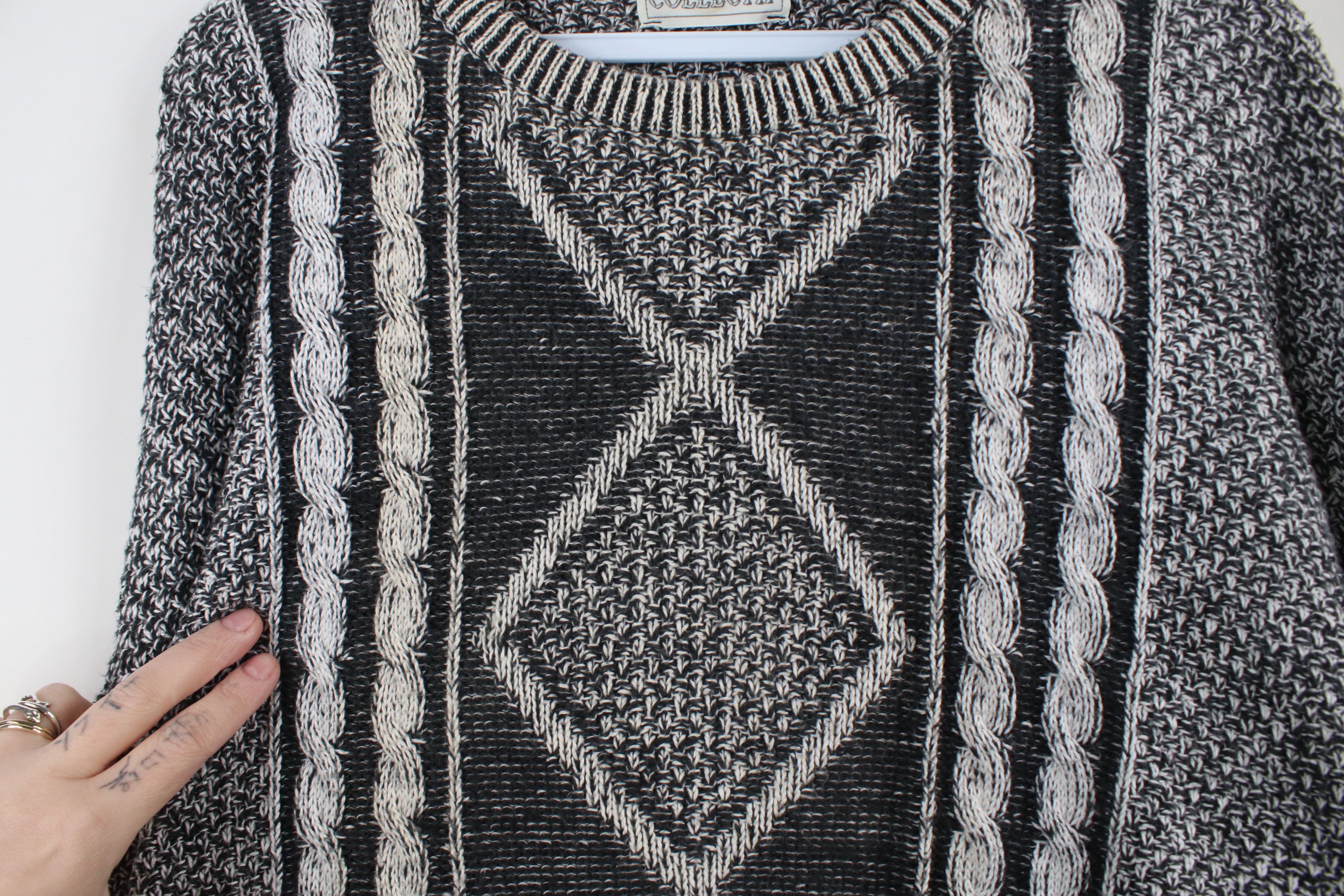 Vintage Vintage 90s Streetwear Geometric Thermal Cable Knit Sweater Size XL / US 12-14 / IT 48-50 - 4 Thumbnail