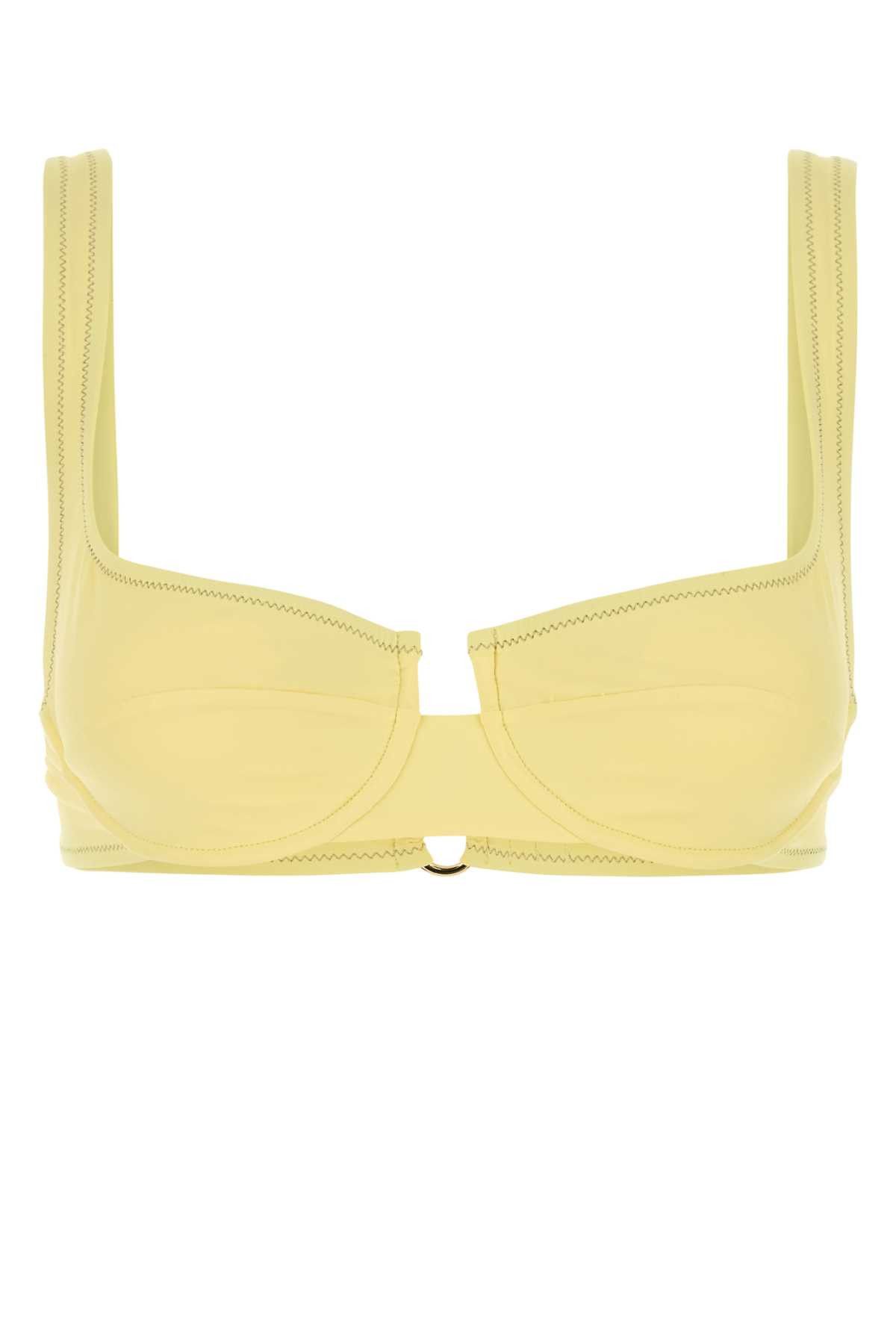 Reina Olga Pastel Yellow Stretch Nylon Brigitte Bikini Top Size L / US 10 / IT 46 - 1 Thumbnail