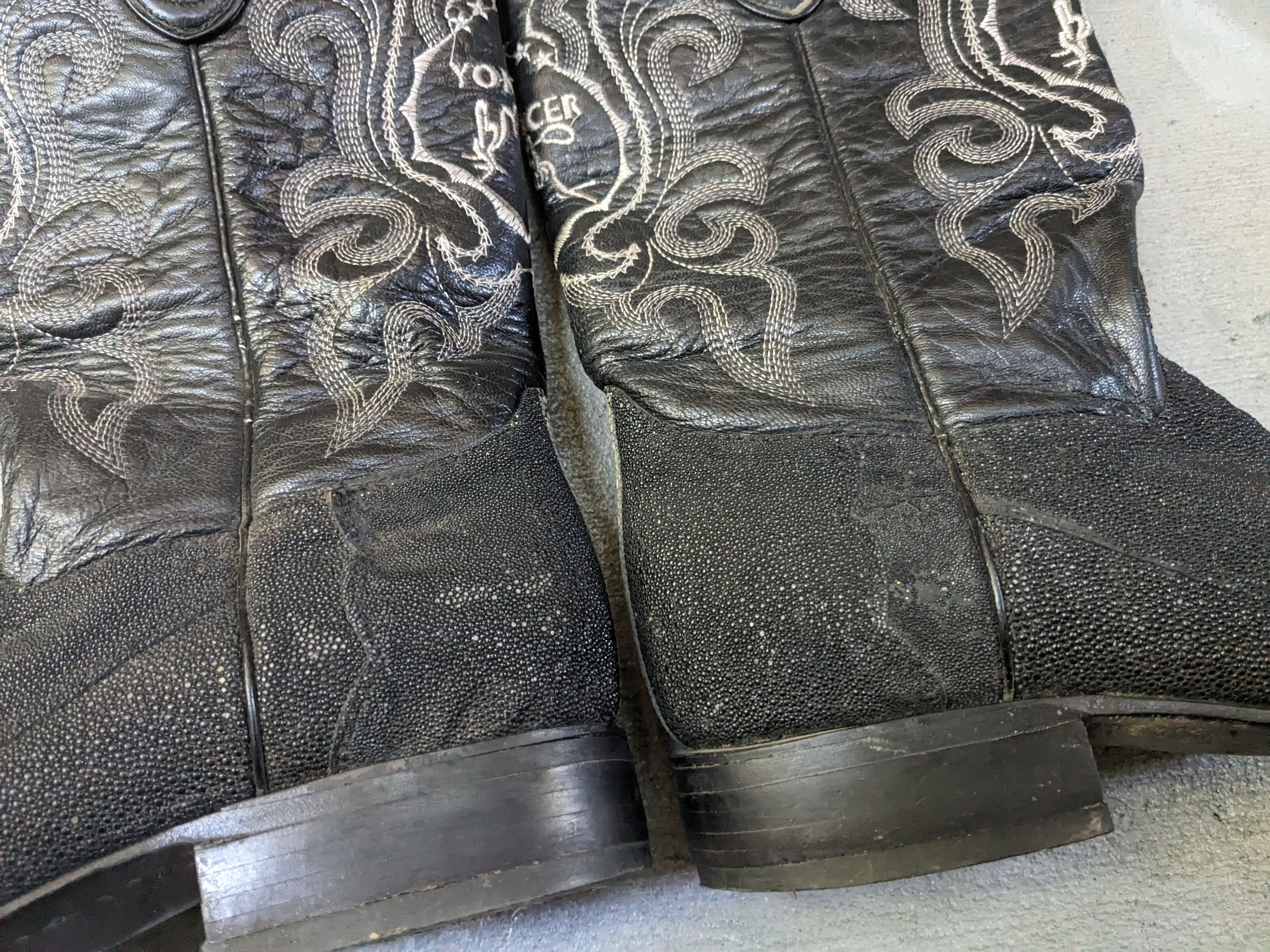 Vintage Black Stingray Cowboy Boots Leather 9.5 Botas Mexico Size US 9.5 / EU 42-43 - 12 Thumbnail
