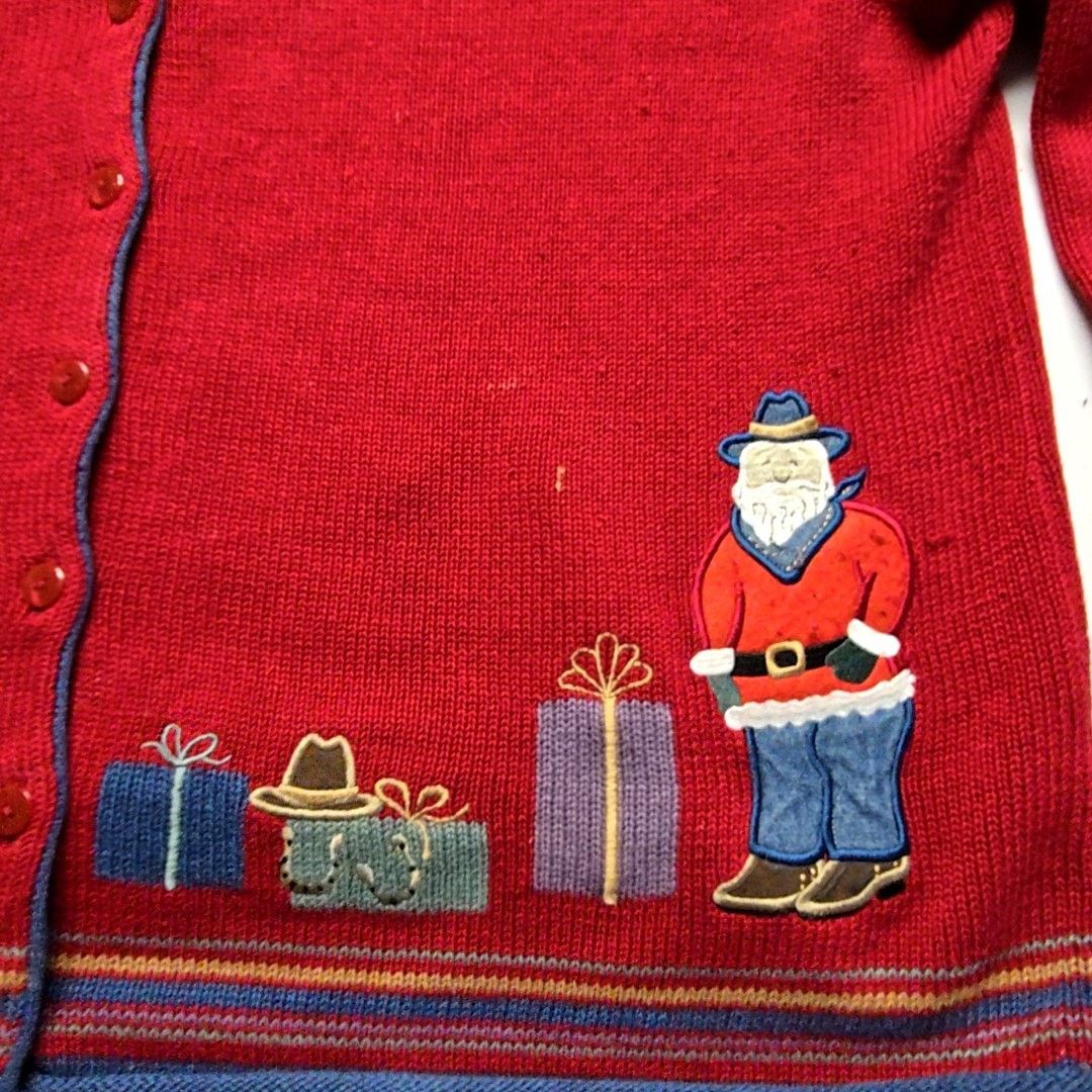 Vintage Vintage C.J. Banks Christmas Cardigan Western Santa Red 2X Size L / US 10 / IT 46 - 3 Thumbnail