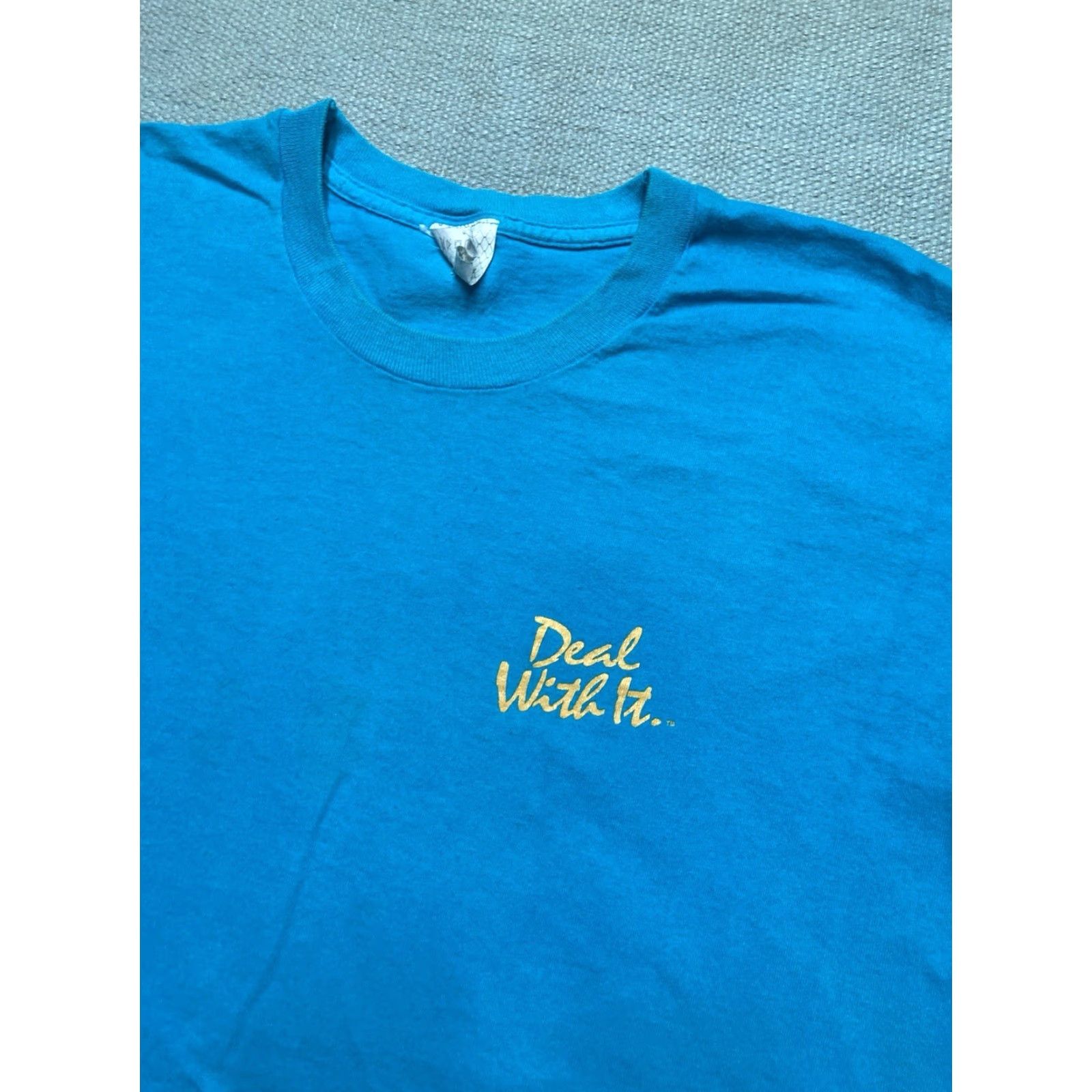 Vintage VINTAGE 90s graphic T-Shirt Hero XL Blue Men, Single Stitch, Deal with it either hero or a zero, 23" Pit to Pit, 29" Length Size US XL / EU 56 / 4 - 6 Thumbnail