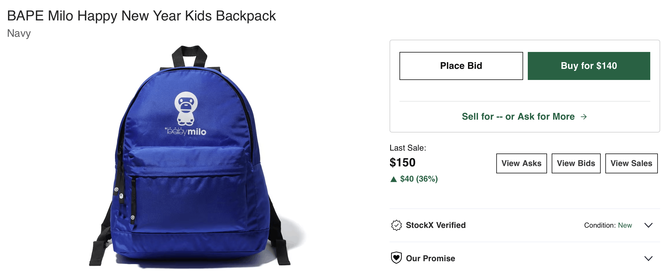 Bape BAPE Milo Happy New Year Kids Backpack in Blue Size ONE SIZE - 2 Thumbnail