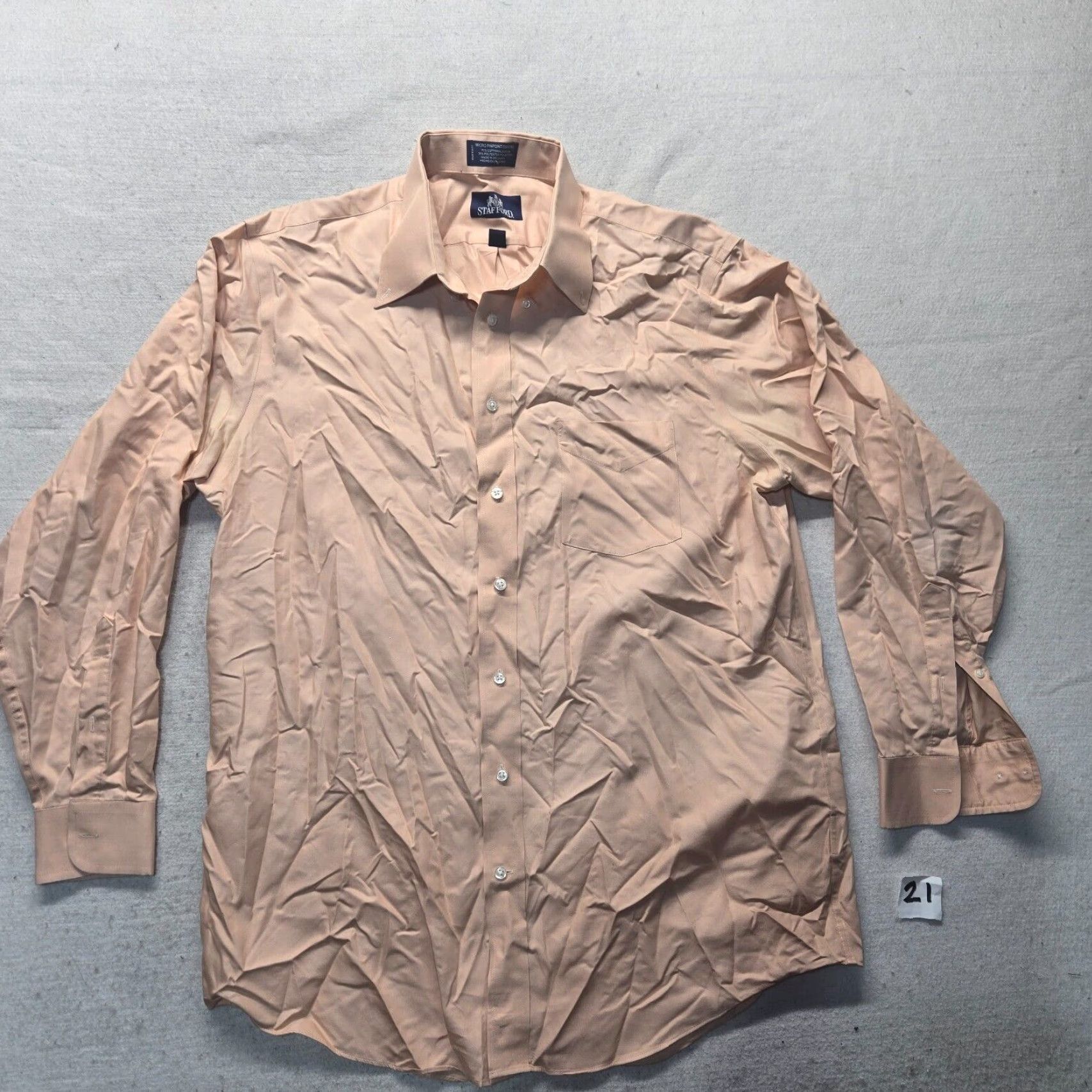 Stafford Stafford Shirt Button-Up Long Sleeve Adult Men's Size 16.5 Pink 34-35 Cotton Polyester Vintage No Size US L / EU 52-54 / 3 - 2 Thumbnail