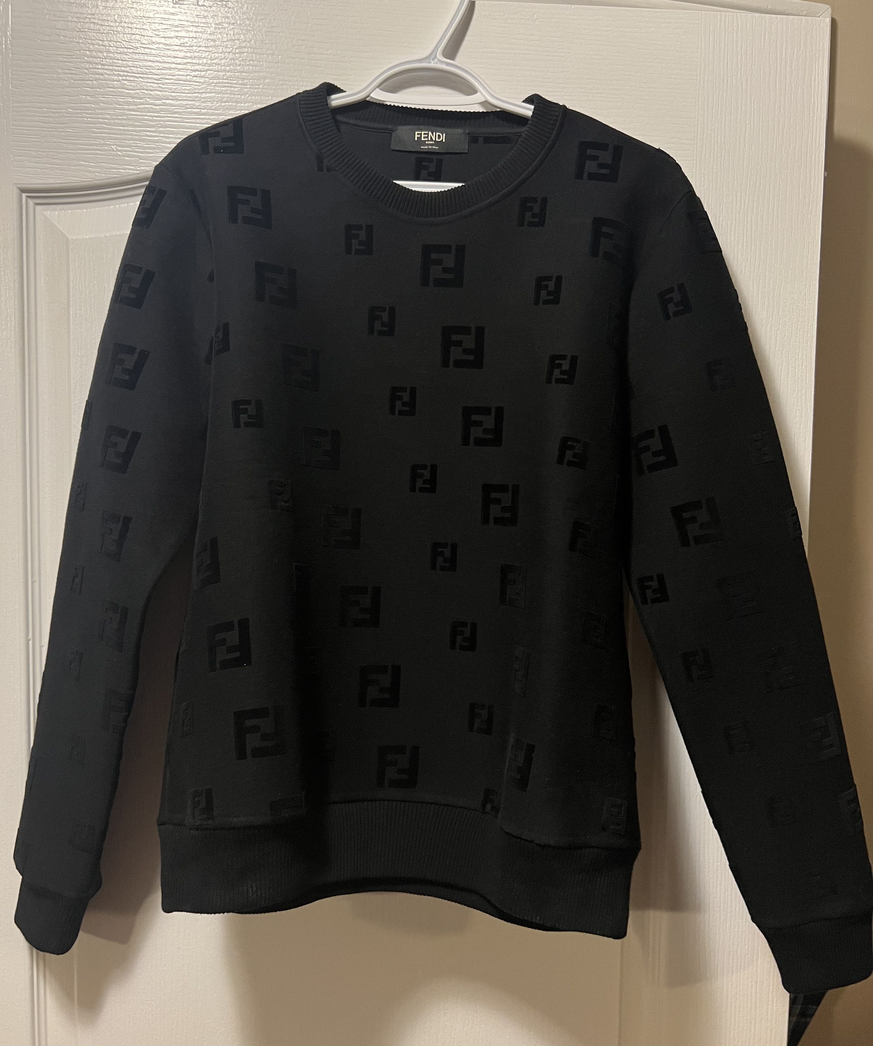 image of Fendi Ff Motif Pullover in Black, Men's (Size XS)