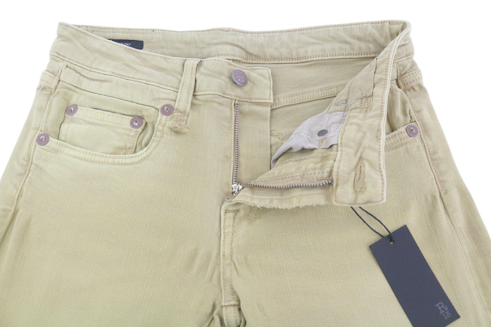 R13 BOY STRAIGHT 28 Khaki Stretch Faded Ankle Casual 86287 Size 28" / US 6 / IT 42 - 5 Thumbnail