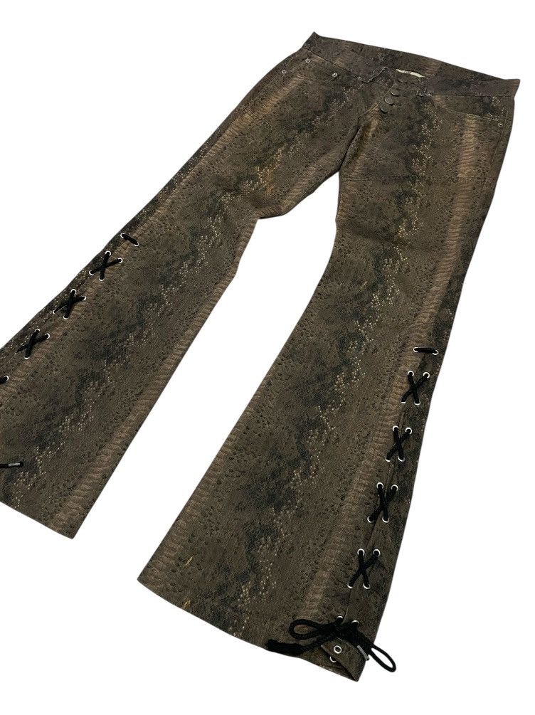 Tornado Mart 💃Tornado Mart 00s “Snakeskin”Woven Laced Flare Cut Pants Size US 30 / EU 46 - 25 Thumbnail