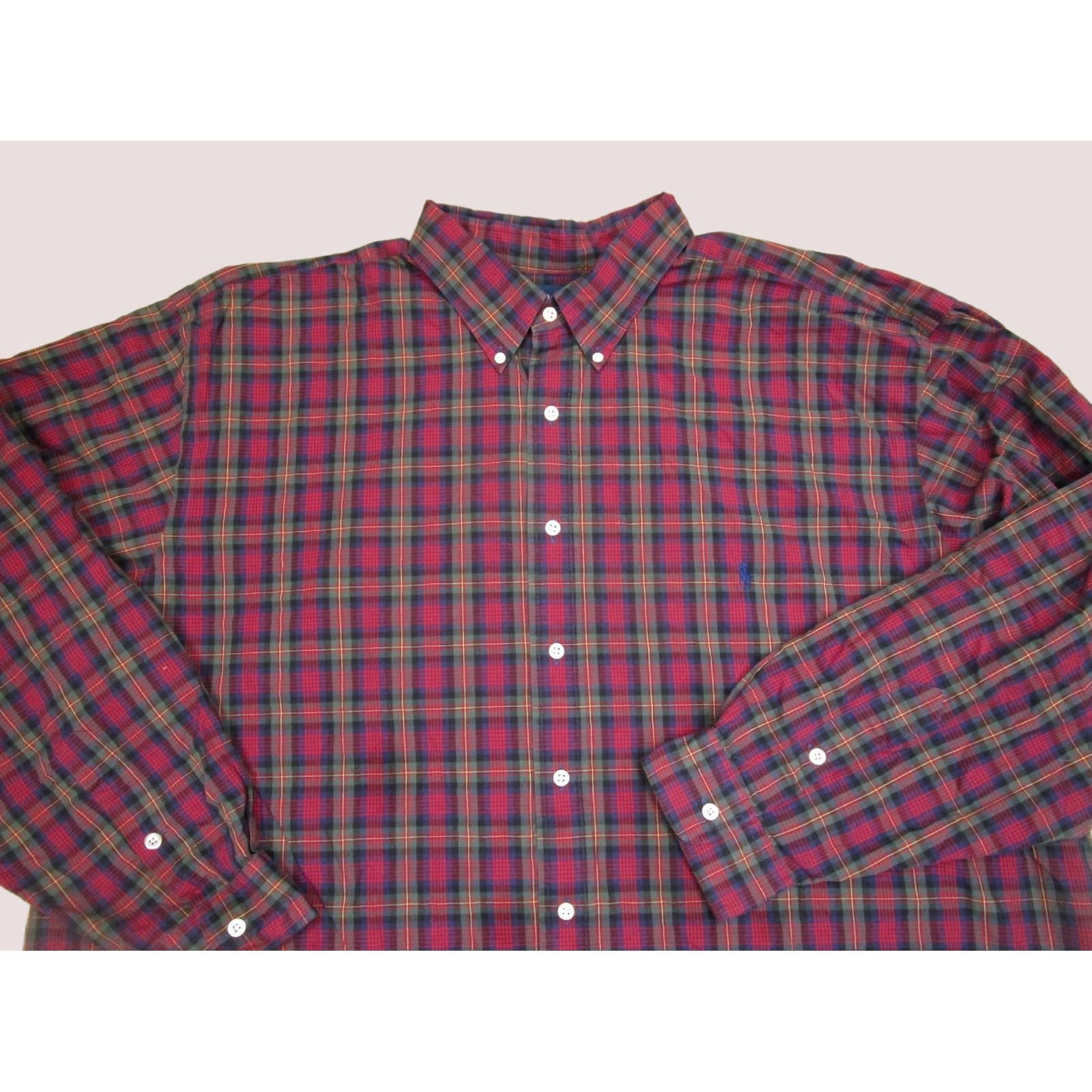 Ralph Lauren VINTAGE Ralph Lauren Shirt Mens 3XLT Red Plaid Long Sleeve Button Down Poplin Cotton Button-Up Casual Shirt Size US XXL / EU 58 / 5 - 1 Thumbnail