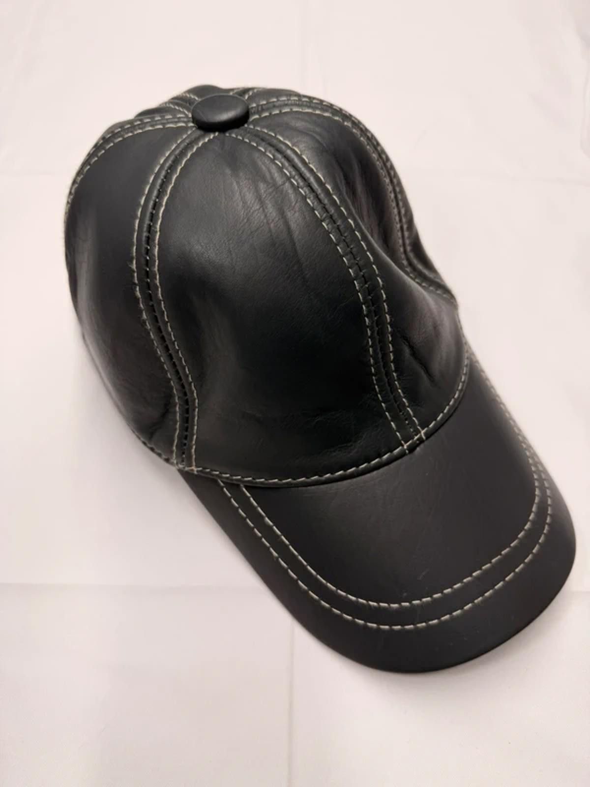 Other NEW Black Leather Baseball Cap - Premium Hat #016 Size ONE SIZE - 3 Thumbnail