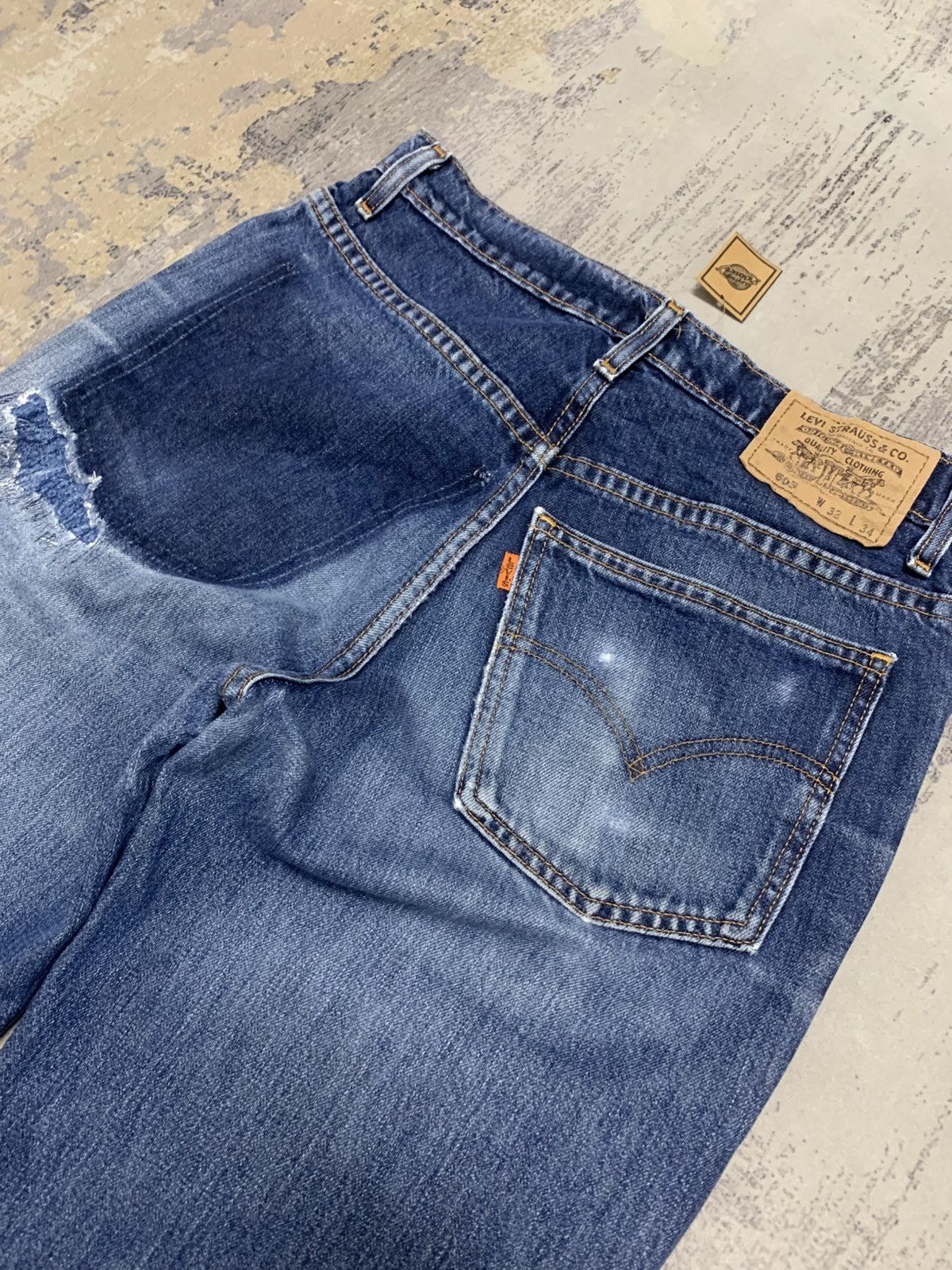 Levi's Vintage LEVIS 605 Orange Tab Distressed Jeans Ghost Pocket Size US 31 - 9 Thumbnail
