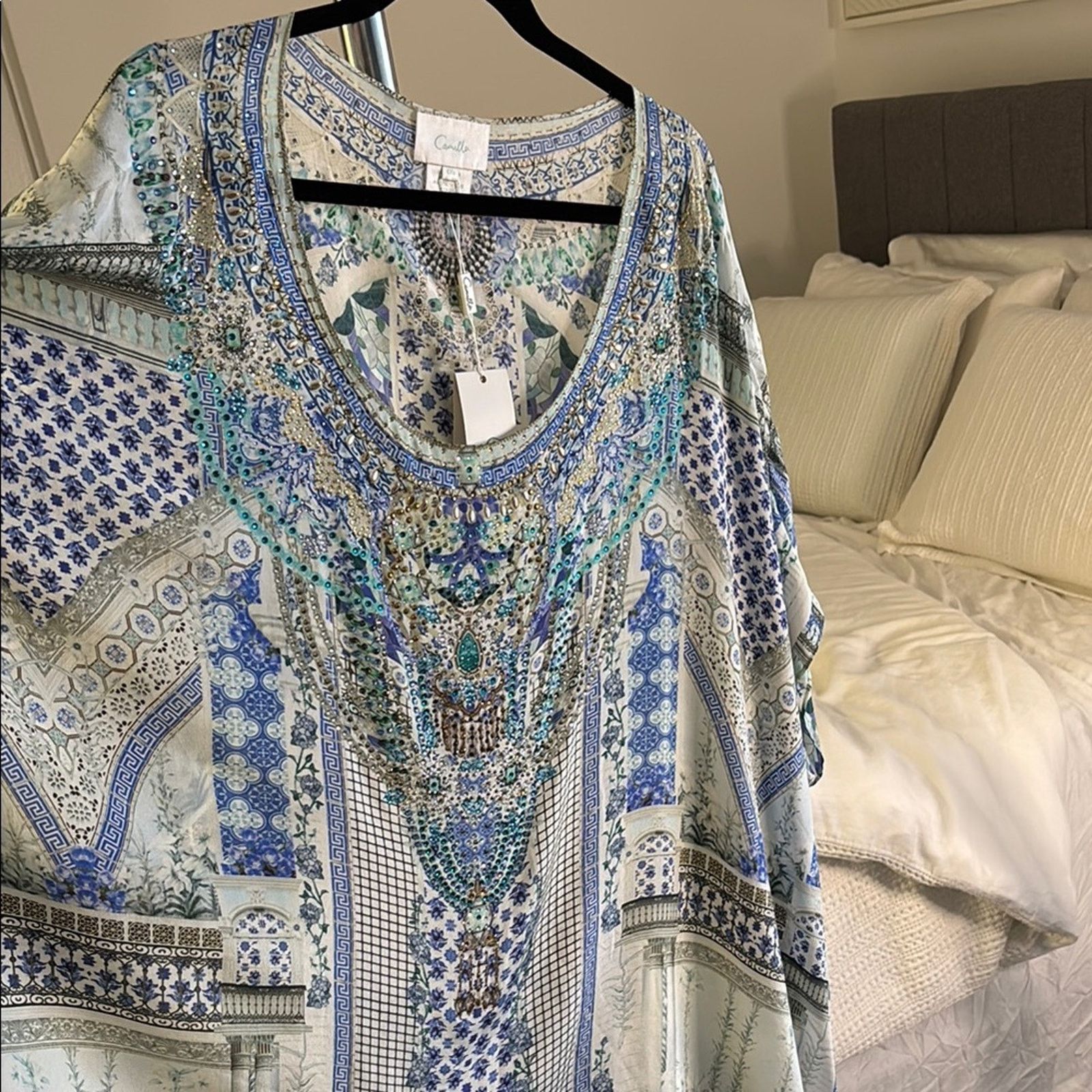 CAMILLA NWT Camilla Blue and White Patterned Dress One Size Size ONE SIZE - 6 Thumbnail