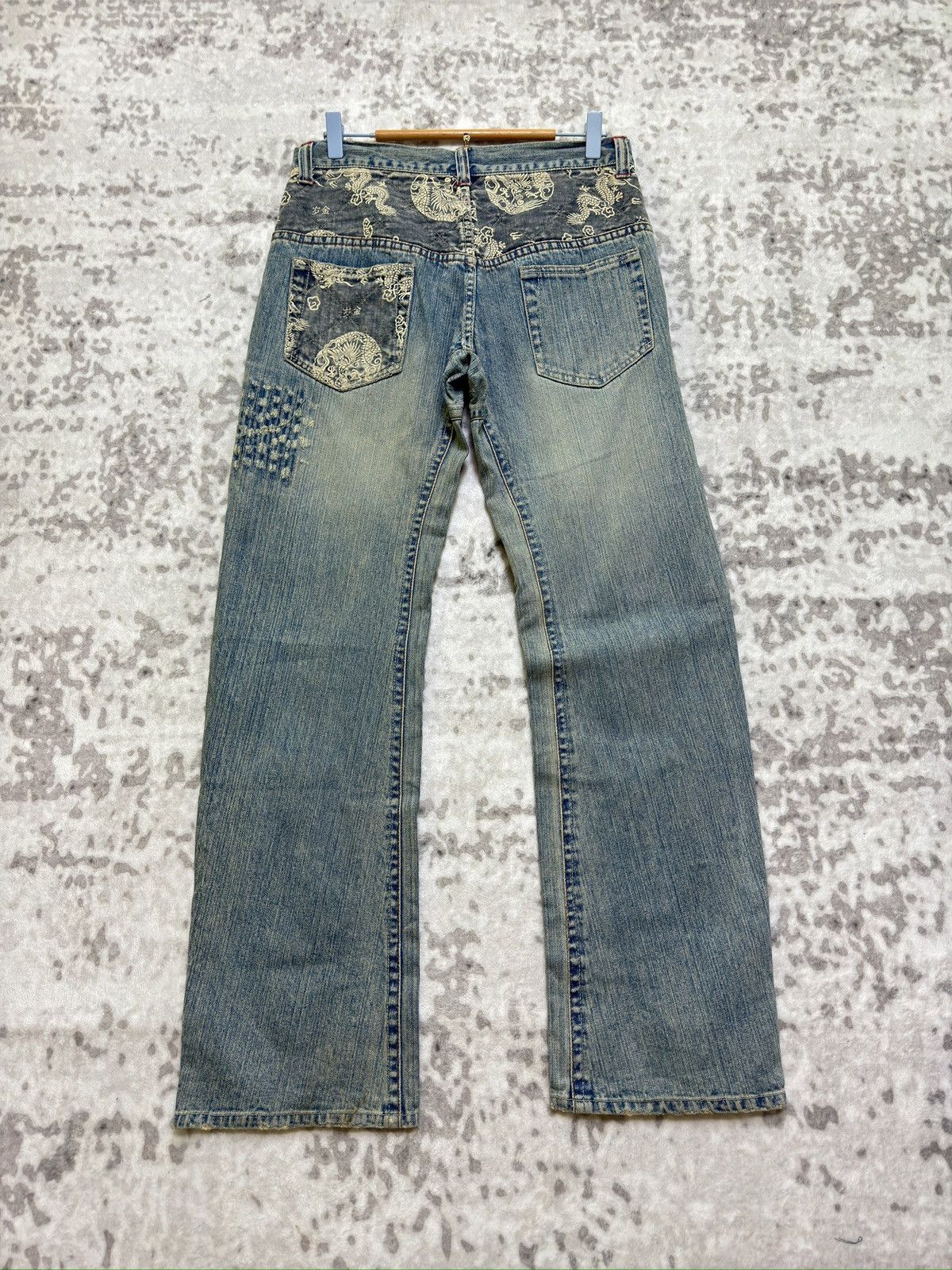 Hysteric Glamour Vintage Japan Dragon Tattoo Fabric Patch Muddy Wash Size US 30 / EU 46 - 1 Thumbnail