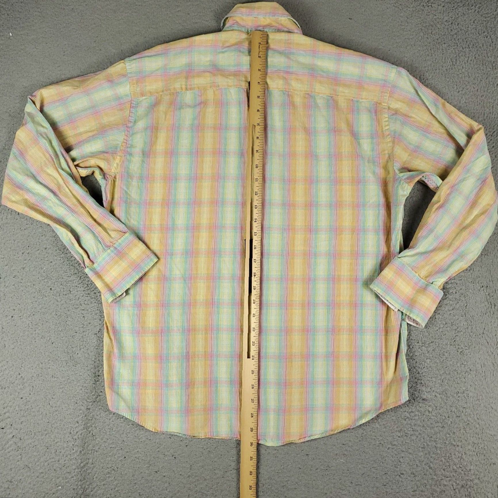 BUGATCHI Bugatchi Uomo Shirt Mens Medium Yellow Green Red Plaid Button-Up Long Sleeve Size US M / EU 48-50 / 2 - 3 Thumbnail