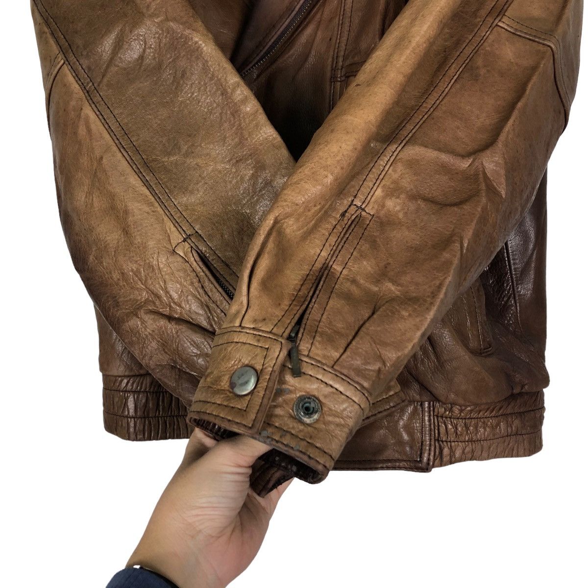 Japanese Brand 🔥Sun Faded Design Biker Jacket Leather Wind Armor Japan Size US M / EU 48-50 / 2 - 13 Thumbnail