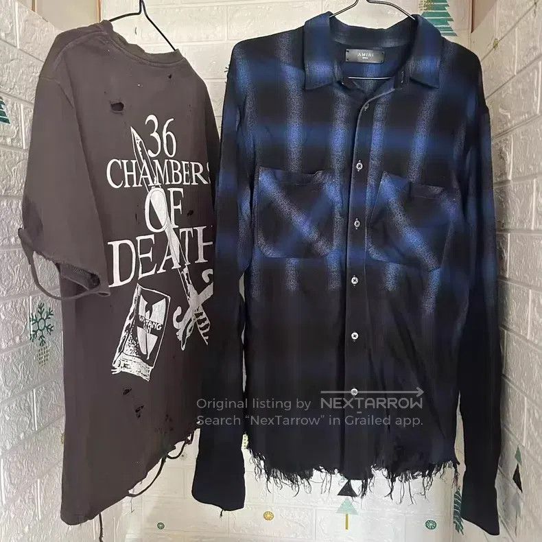 Amiri Amiri Blue Sanskrit shirt Size US S / EU 44-46 / 1 - 1 Thumbnail