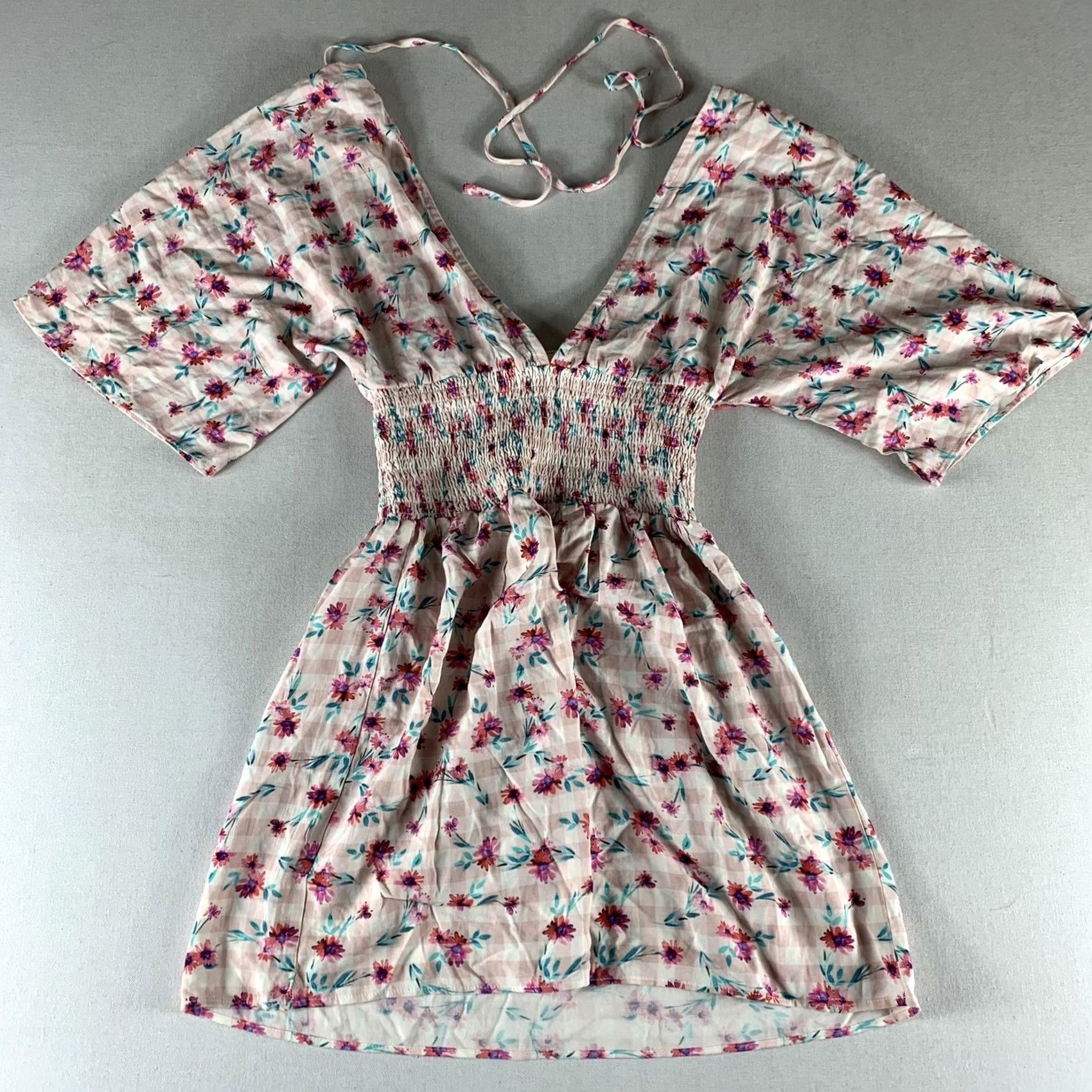 Vintage LOVERS + FRIEND BLOUSE WOMENS Pink V-Neck Short Sleeve DAISY FLORAL XS Size XS / US 0-2 / IT 36-38 - 2 Thumbnail