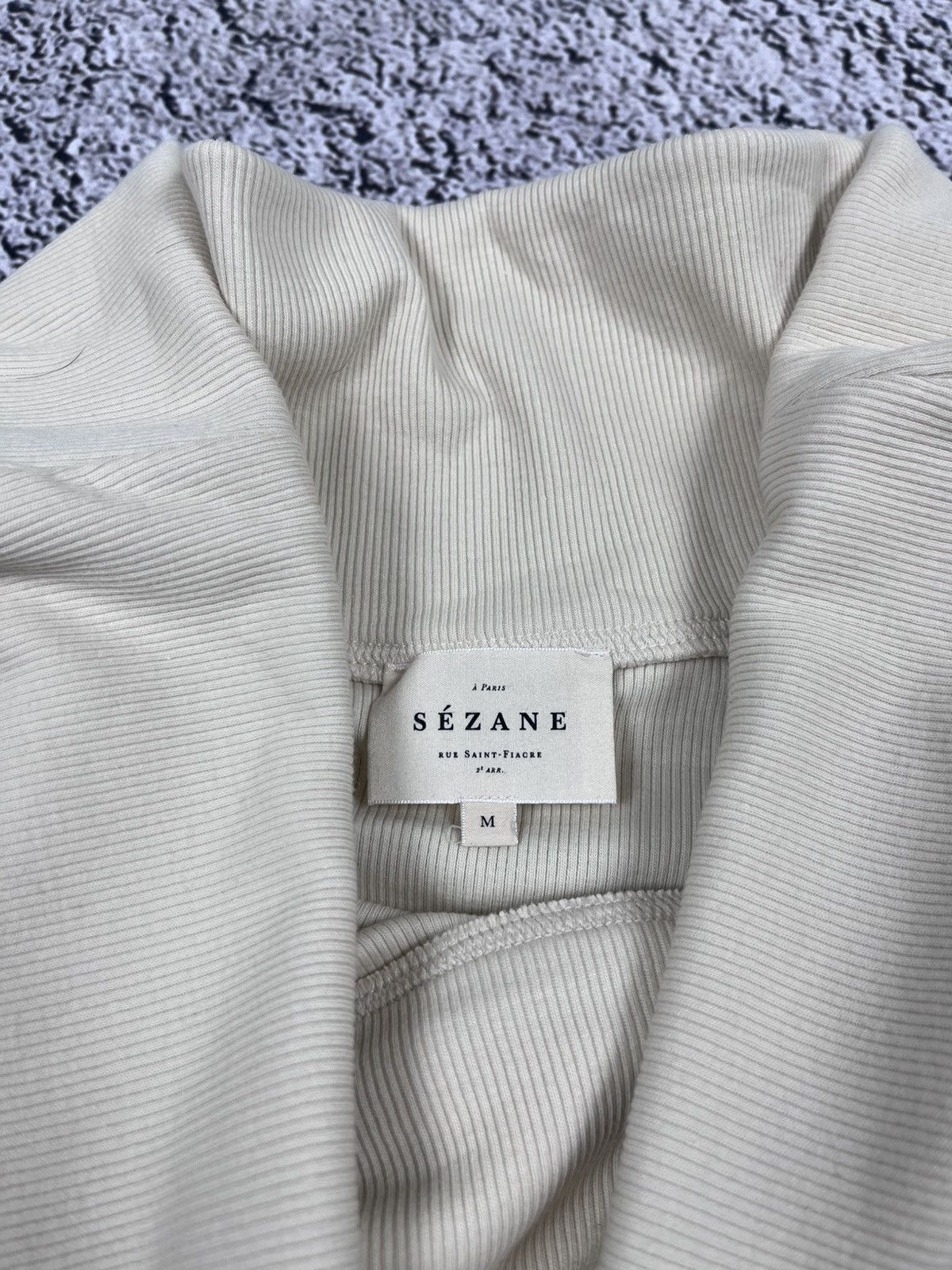 Sezane Sézane Jared Off-Shoulder Ribbed Cream Top Size M / US 6-8 / IT 42-44 - 6 Thumbnail