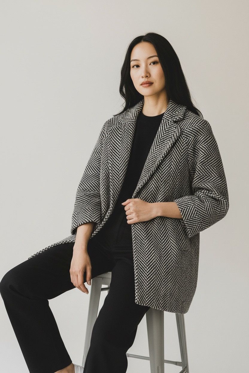 Paul Smith Paul Smith Women’s Herringbone 3/4 Sleeve Wool Tweed Jacket Size M / US 6-8 / IT 42-44 - 1 Thumbnail