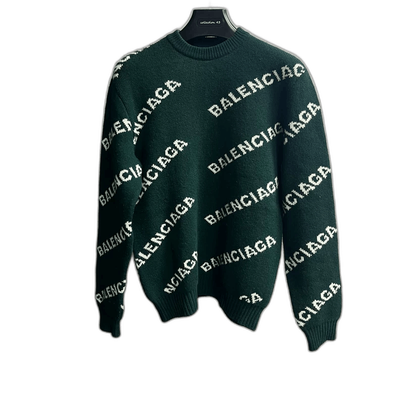 Balenciaga Balenciaga Green Letter Long Sleeve Sweater-yf Size US S / EU 44-46 / 1 - 1 Thumbnail