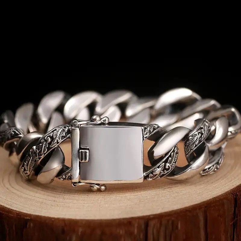 Jewelry × Vintage Cuban Charm Bracelet Men Cuff Trend Domineering Size ONE SIZE - 1 Thumbnail