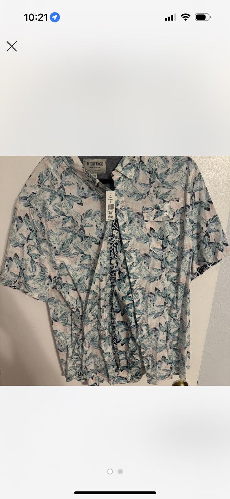 Other White and green short sleeve button up shirt #HawaiianShirt Size US XXL / EU 58 / 5 - 1 Thumbnail