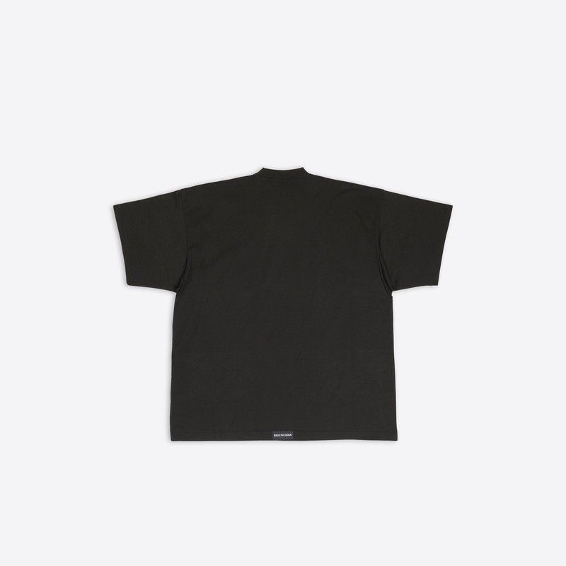 Balenciaga o1s1rm1125 Tab T-Shirt Oversized in Black Size US XL / EU 56 / 4 - 2 Thumbnail